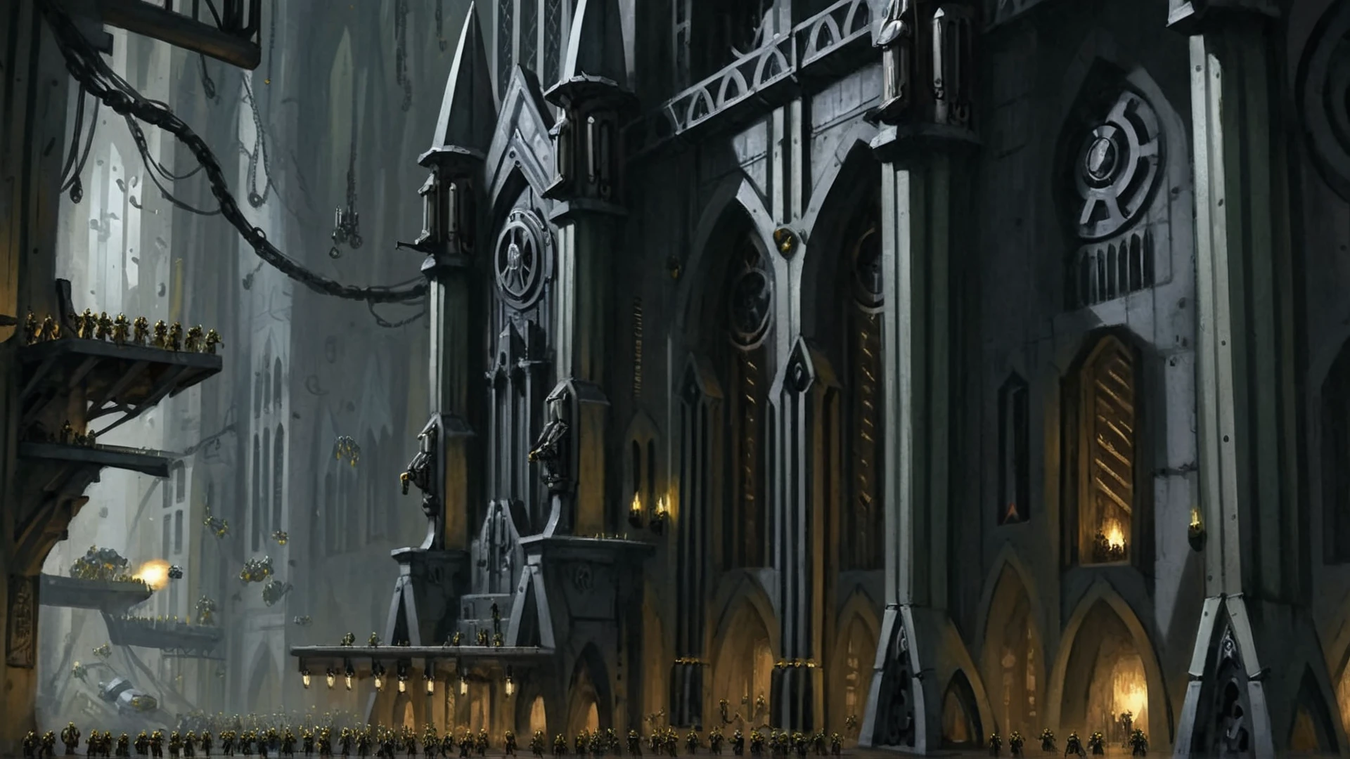 <lora:Wolvie_Style_wh40k10m_v1.0:1>, wh40k10m, Imperium of Man location, background, ((Warhammer 40k)), Warhammer 40000 style, Warhammer 40k architecture, Warhammer 40k aesthetics, forge world city, cities on forge worlds are a testament to industrial prowess, characterized by towering spires sprawling complexes of metal machinery. buildings constructed from advanced materials, gleaming with sheen plasteel ceramite. gothic influences intertwine with futuristic designs, creating unique aesthetic that reflects both tradition innovation. industrial, futuristic, metallic, technological, gothic, utilitarian, advanced, mechanical, stark, gleaming, gritty, imposing, symbolic, monumental, resilient., <lora:add-detail-xl:1>, 
amplify, intensify, strengthen, heighten, augment, boost, enrich, enhance, expand, magnify, illuminate, transmute, resonate, empower, transfigure, harmonize, envision, radiate, transcend, high quality, intricate, smooth, realistic,