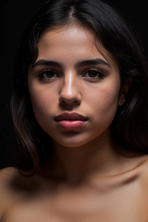 DEN_matii_marronii,
(headshot:1.2) portrait on a (plain black background:1.2), (headshot:1.2), (face focus:1.1), (facing the camera:1.2), Head in the centre, (eye contact:1.3), (intense stare:1.1), mouth open, (facing straightforward:1.2), (forward facing:1.1), Head, face, Head focus, Head tilted down, looking slightly up at the camera,
bokeh, f1.4, 40mm, photorealistic, raw, 8k, textured skin, skin pores, intricate details  <lora:epi_noiseoffset2:1>, epiCRealism