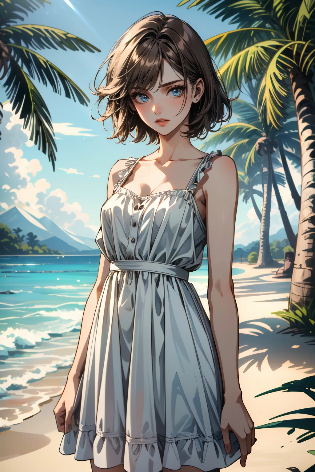 ((ultra detailed, masterpiece, absurdres))
<lora:EWJuli:0.8>
EWJuli, 1girl, medium hair, brown hair, blue eyes, on a tropical island, sundress, palm trees