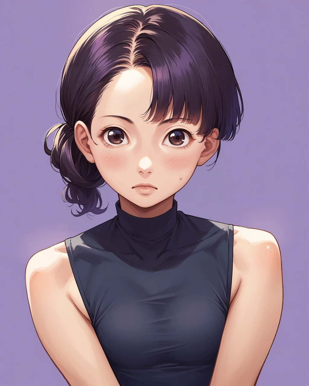 score_9, score_8_up, score_7_up, source_anime, solo, 1girl, sleeveless, , , purple background, , anyannko, <lora:last-000001:1>