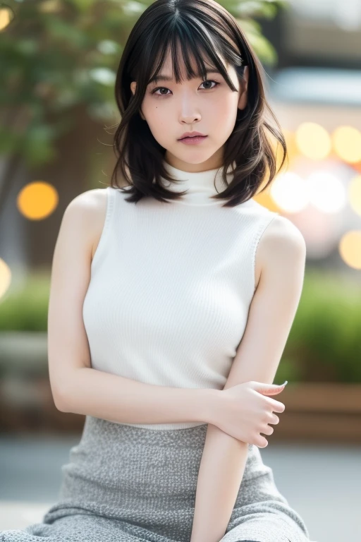 1girl,(RAW photo, best quality), (realistic, photo-realistic:1.4), masterpiece, an extremely delicate and beautiful, extremely detailed, 2k wallpaper, Amazing, finely detail, extremely detailed CG unity 8k wallpaper, ultra-detailed, highres, soft light, beautiful detailed girl, extremely detailed eyes and face, beautiful detailed nose, beautiful detailed eyes,cinematic lighting,perfect anatomy,slender body
wearing a white turtleneck sleeveless sweater,white skirt,(bokeh:1.2)
at a flower park,sakura flowers,flower garden
hair with bangs
<lora:amatsumarinaV2_lora:0.8>