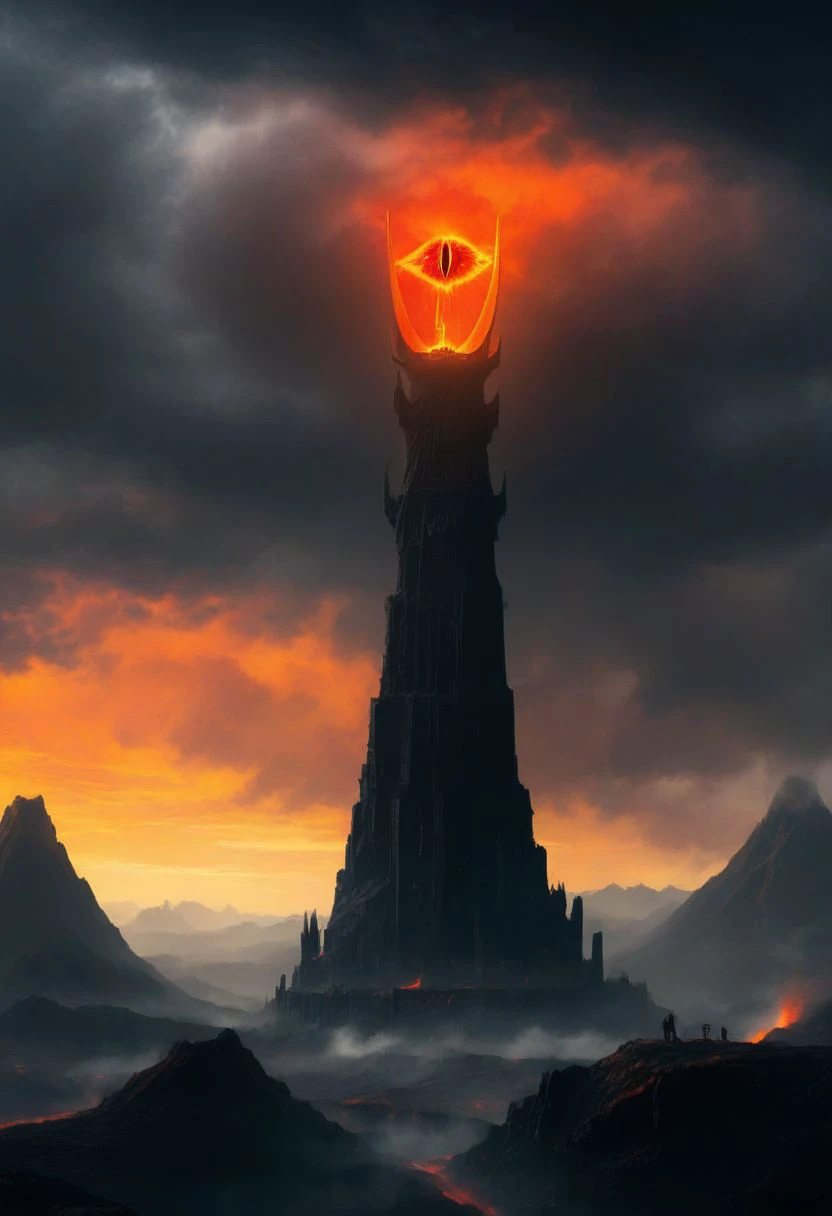 ((masterpiece, best quality)), high resolution, highly detailed, 32k picture, realistic, professional photo,    
cinematic, movie poster, warm colors, SauronsTower, cloud, cloudy sky, mountain range, volcano,