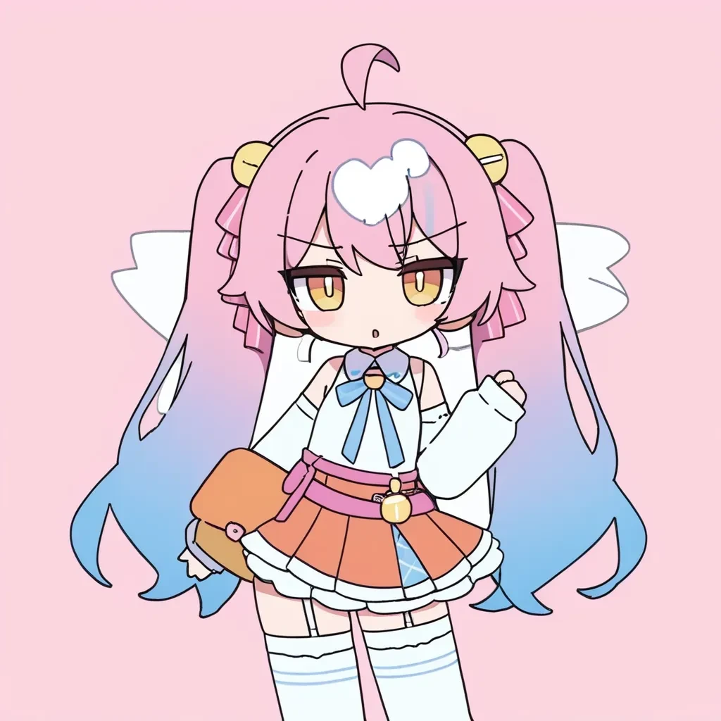 1girl,
rabbit hole, yumenouchi chiharu, sakura \(39ra\), tyakomes, henreader, baku-p, daizu \(melon-lemon\),
pink bow, looking at viewer, white shirt, skirt, white sleeves, twintails, pink skirt, bell, neck ribbon, ahoge, collared shirt, bandaid, sleeveless shirt, sleeveless, solo, cowboy shot, hair ornament, blush stickers, hair ribbon, bandaid on clothes, shirt, jingle bell, hair bobbles, detached sleeves, blue ribbon, pink background, short twintails, hair bow, white thighhighs, :o, pink ribbon, two-tone thighhighs, blue bow, bowtie, frills, orange thighhighs, ribbon, yellow eyes, frilled skirt, puffy sleeves, striped thighhighs, medium hair, bow, pleated skirt, striped clothes, neck bell, puffy long sleeves, blue hair, long sleeves, thighhighs, sleeves past wrists,
masterpiece, newest, absurdres, safe
<lora:rabbit_hole:1>