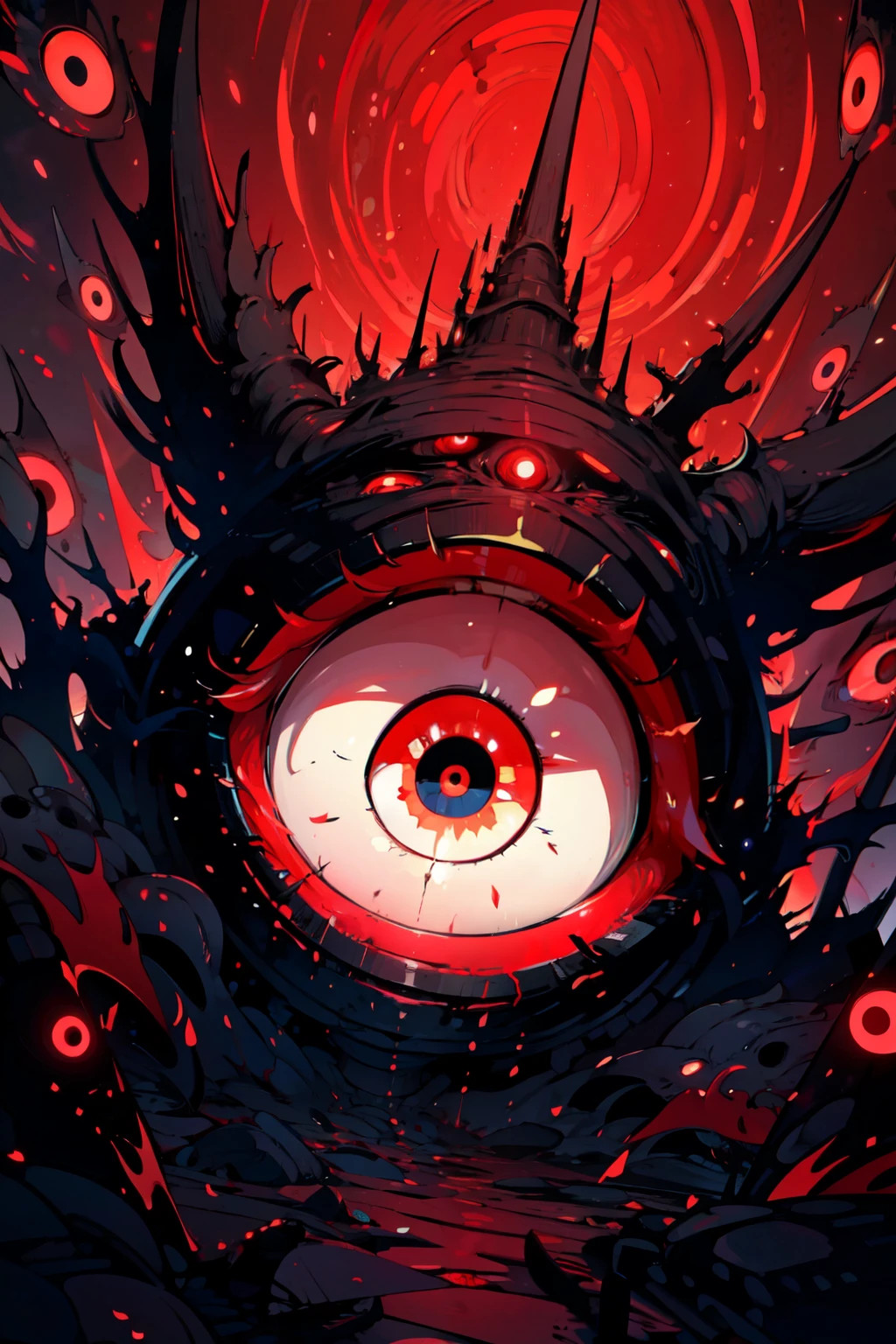 ((masterpiece,best quality)), absurdres, <lora:Occult_Oculi_Magic:0.8>, OccultOculi, no humans, multiple eyes, nightmare, looking at viewer, red eyes, red theme