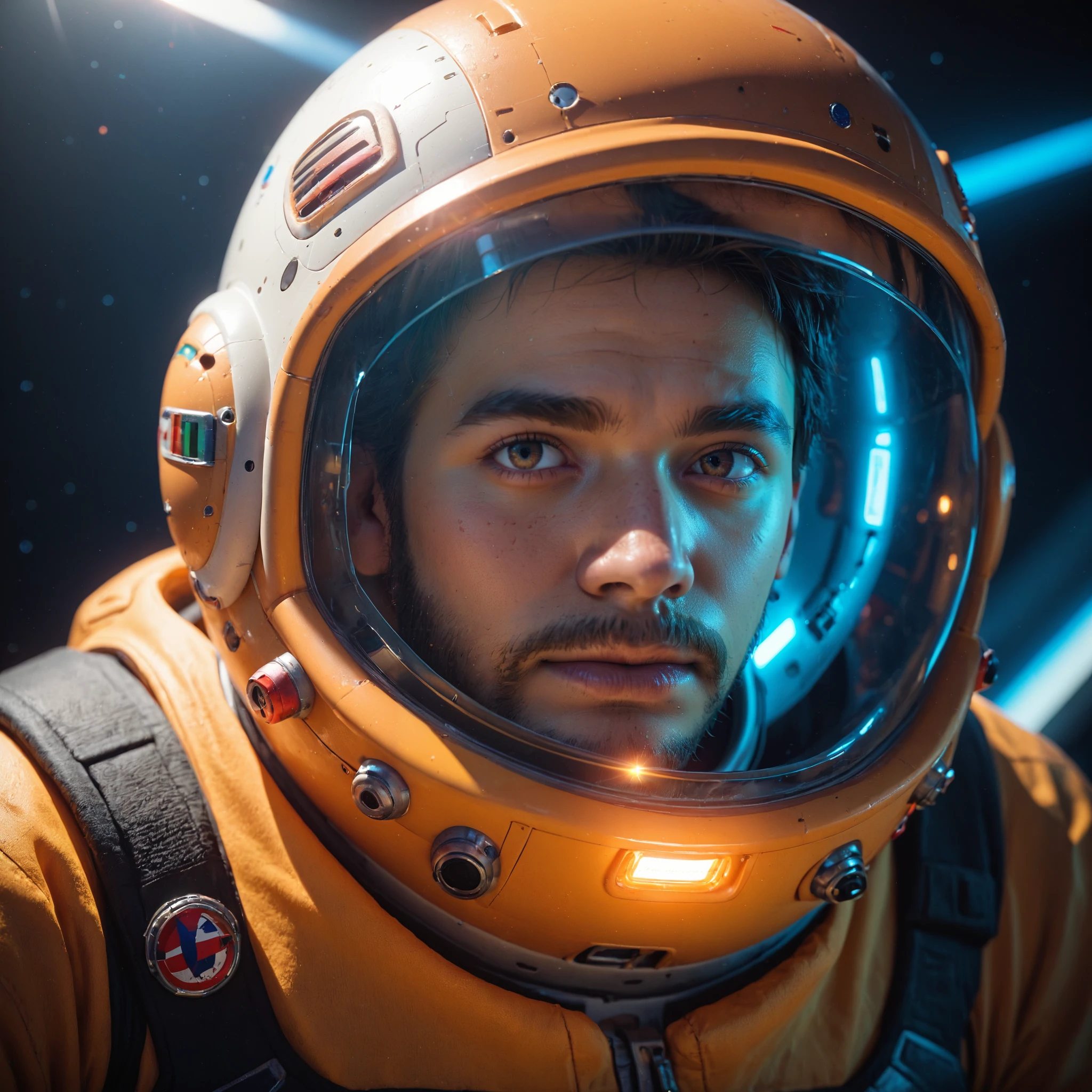 score_9, score_8_up, score_7_up, astronaut, 1boy, close-up, space, helmet, reflection, space craft, cockpit, science fiction, beard,, volumetric lighting, depth of field, cinematic, vibrant, shadows, detailed,