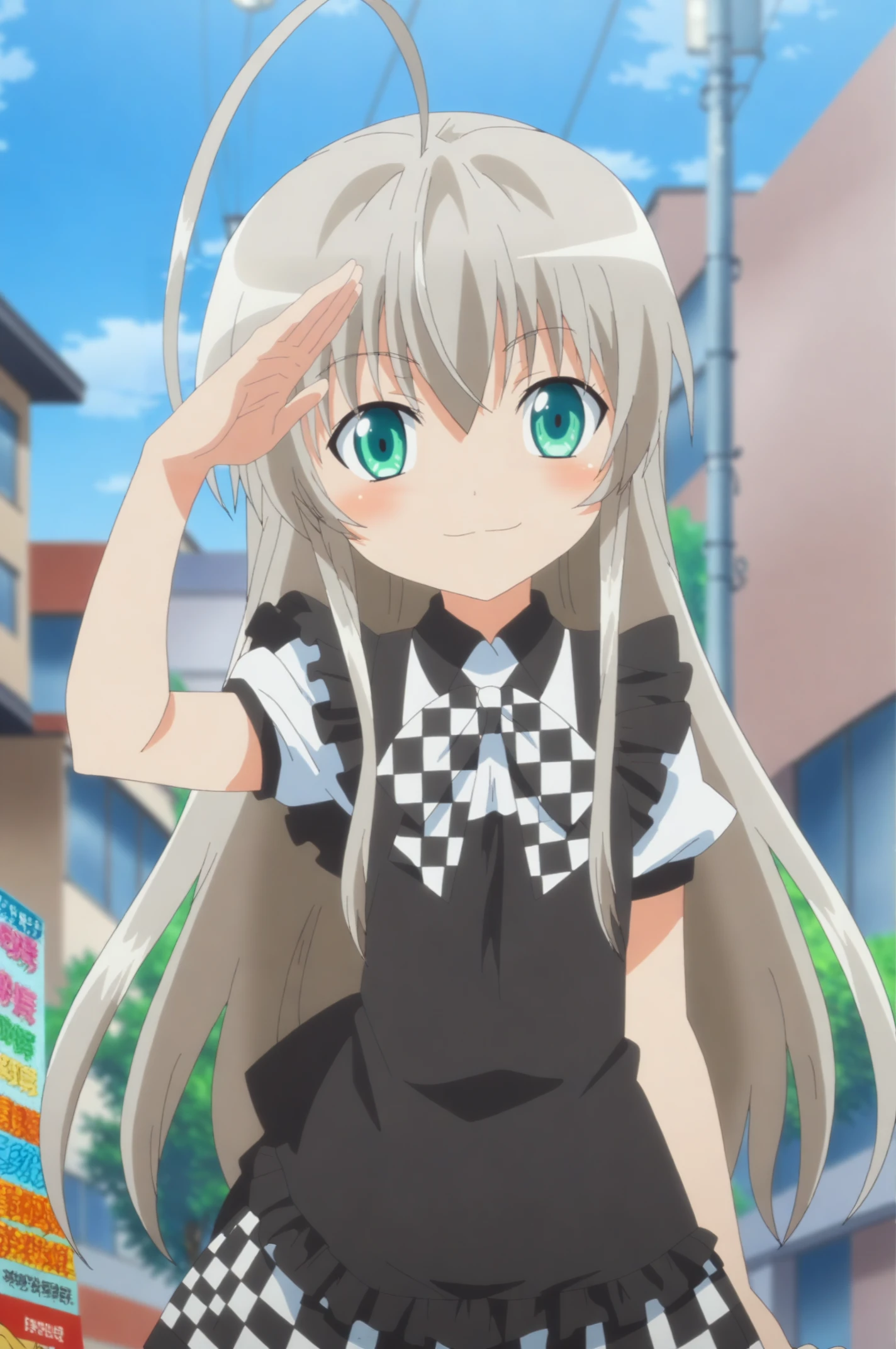 rating_safe, sharp, score_10, score_8_up, anime screencap, consistent background,  Nyaruko, main clothes, pose, outdoors <lora:Nyaruko__all_characters__PDXL:0.8>