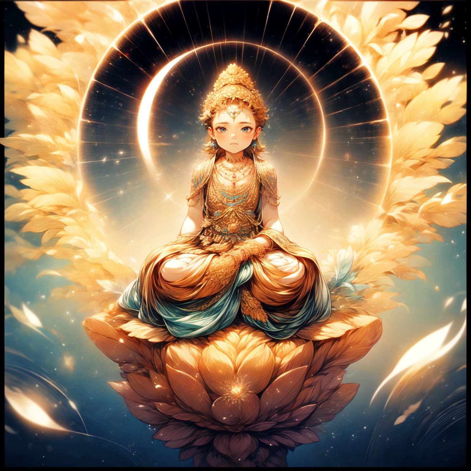 ((fo)),1boy,ocean,night,cloudy,necklace,circle,sitting on lotus,flower,jewelry,bracelet,crescent moon,earrings
<lora:fopusav4:0.8>
,,<lora:yuzuv10:0.9>,
<lora:add_detail:2>, <lora:glowingdust_20230806143817:0.4>