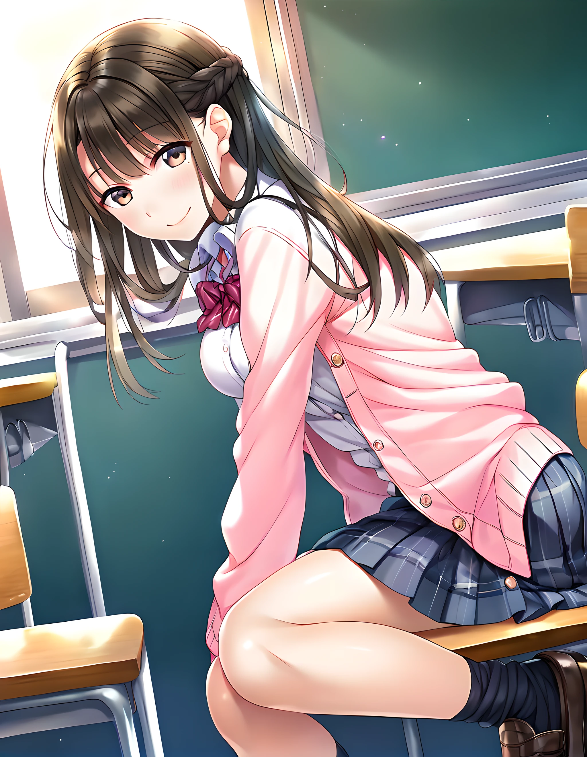 masterpiece, super fine illustration, best quality, light particles, ultra-detailed, 8K wallpaper, (a little girl),(polka dot bra),(polka dot panties), white shirt,black hair, disheveled hair, medium hair, curry hair, earrings,ribbon,shiny hair, shiny skin, classroom, sweat, girl is soaked, (extremely beautiful pink eyes),blush,embarrassed,sad
BREAK
(burberry check panties),lifted by self,skirt lift