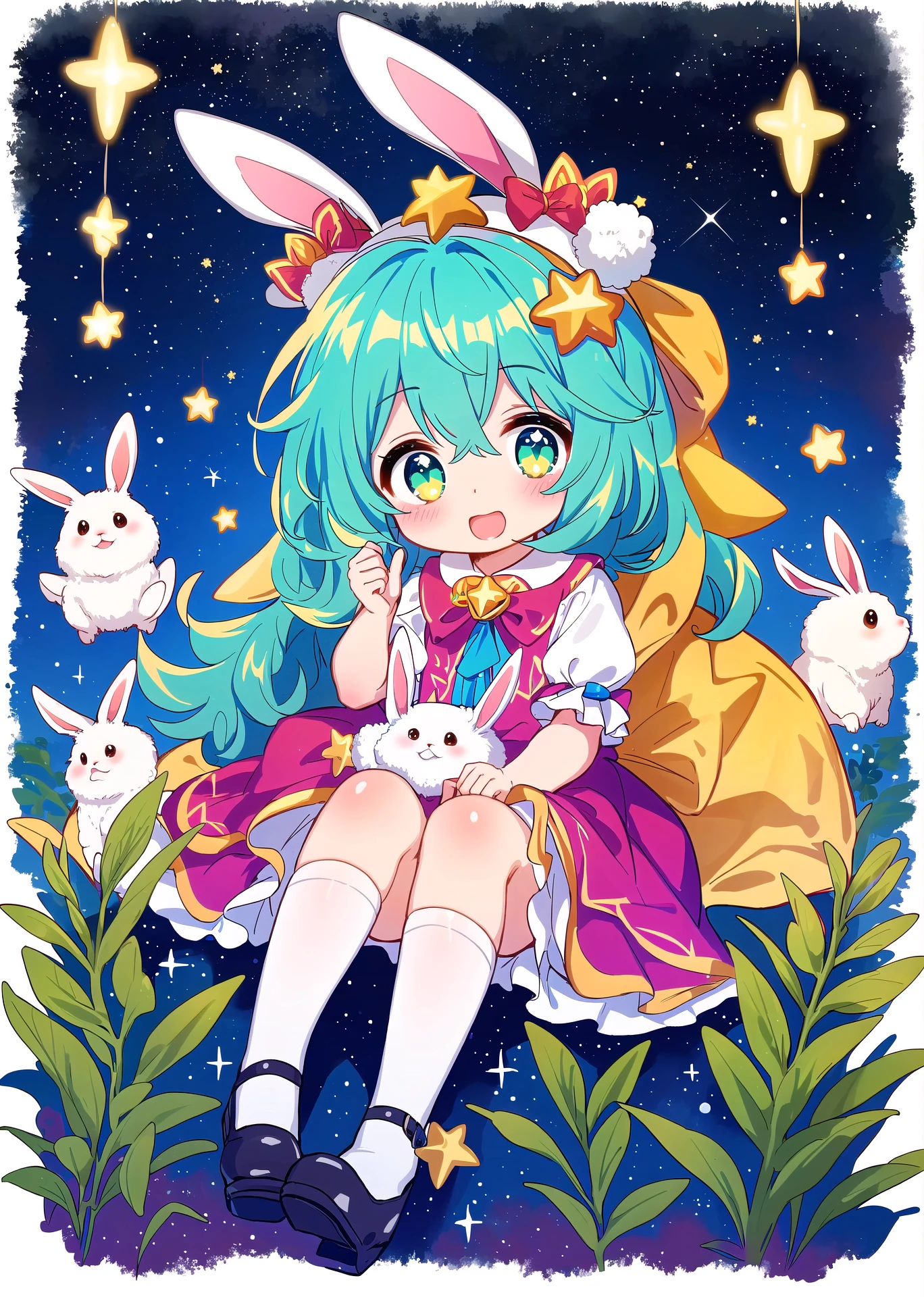 Glitter Rabbit Stars Darker Version DarkV2RounderVariant