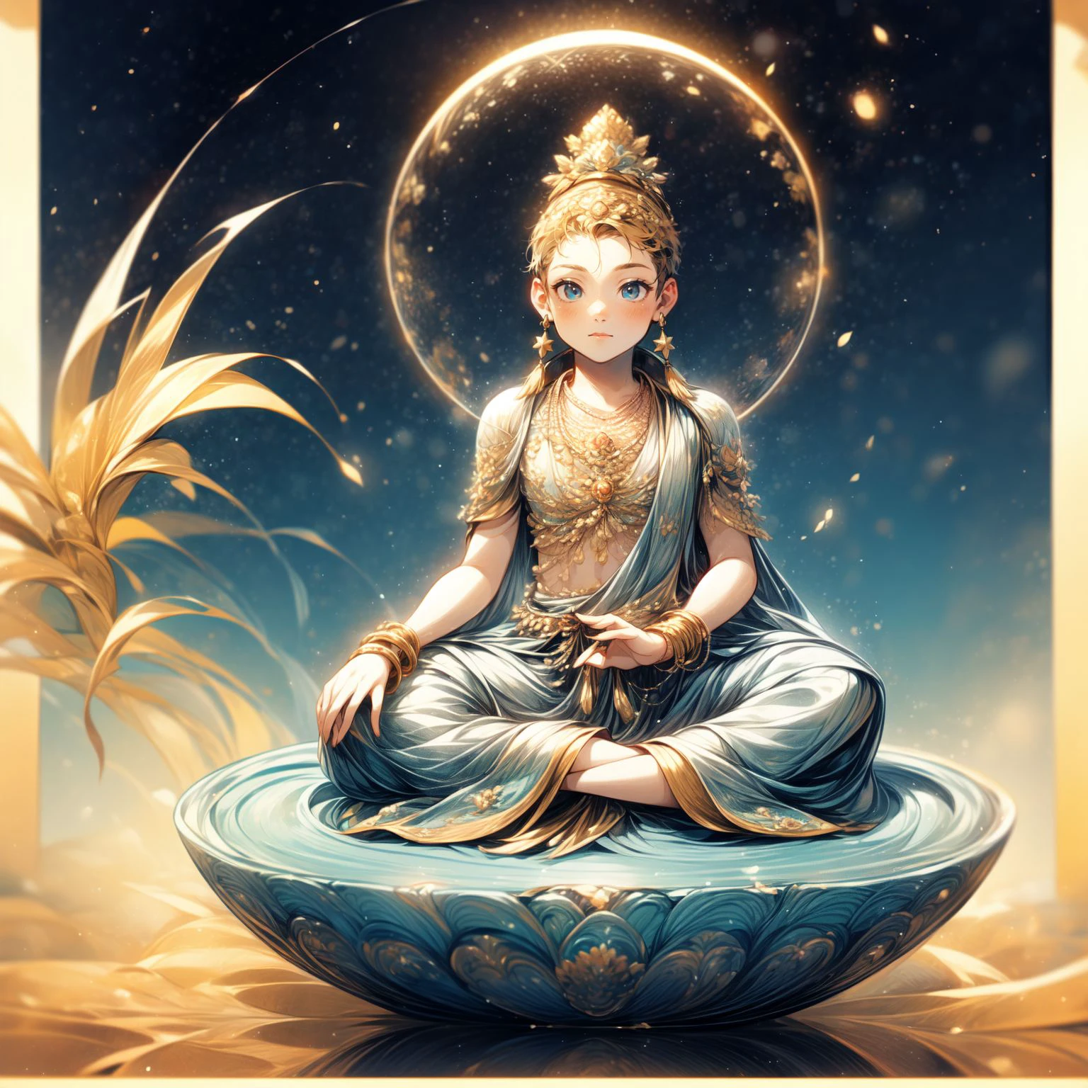 ((fo)),1boy,ocean,night,cloudy,necklace,circle,sitting on lotus,flower,jewelry,bracelet,crescent moon,earrings
<lora:fopusav4:0.8>
,,<lora:yuzuv10:0.9>,
<lora:add_detail:2>, <lora:glowingdust_20230806143817:0.4>