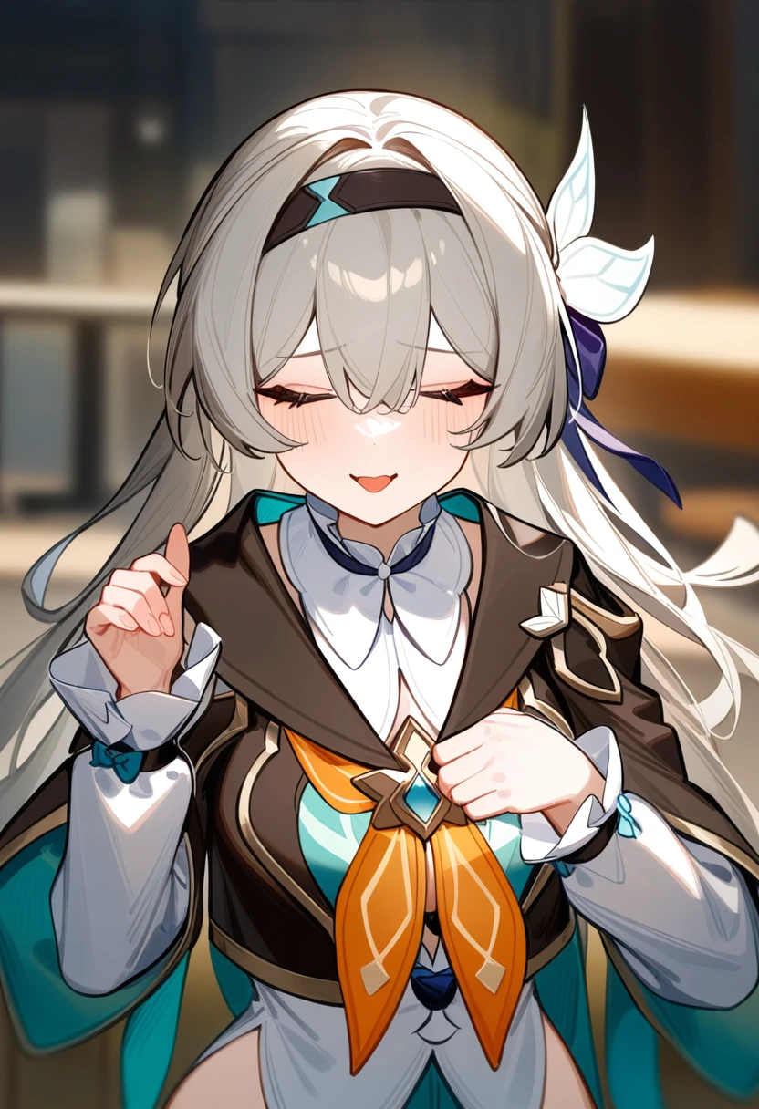 <lora:æµè¤a31.2-000009:1>,a girl named liuying,liuying,1girl,solo,sidelocks,black jacket,white shirt,long sleeves,cropped jacket,orange neckerchief,white bow,collared shirt,<lora:naipixa31-000019:0.6>,, masterpiece, best quality, very aesthetic, absurdres