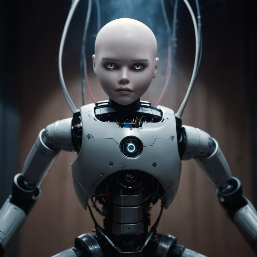 cinematic film still of  <lora:M3GAN:1>
M3GAN a bald robot with multiple arms and legs,sinister,villain,cyborg doll,solo,looking at viewer,1boy,upper body,male focus,robot,letterboxed,science fiction,realistic,android,joints,cable,cyborg,robot joints,mechanical parts,wire,humanoid robot
, shallow depth of field, vignette, highly detailed, high budget, bokeh, cinemascope, moody, epic, gorgeous, film grain, grainy