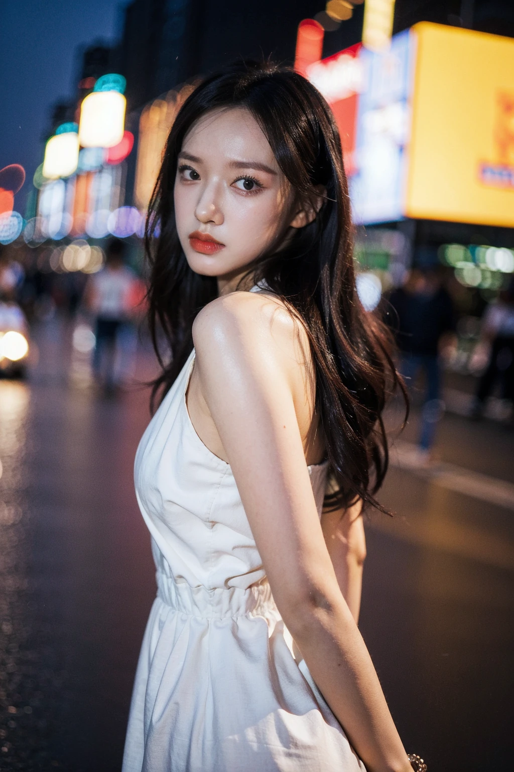 best quality and best aesthetic,Photo of a beautiful korean fashion model bokeh city night,pale skin,flash photography
Fujifilm XT3,film still,film grain,cinematic