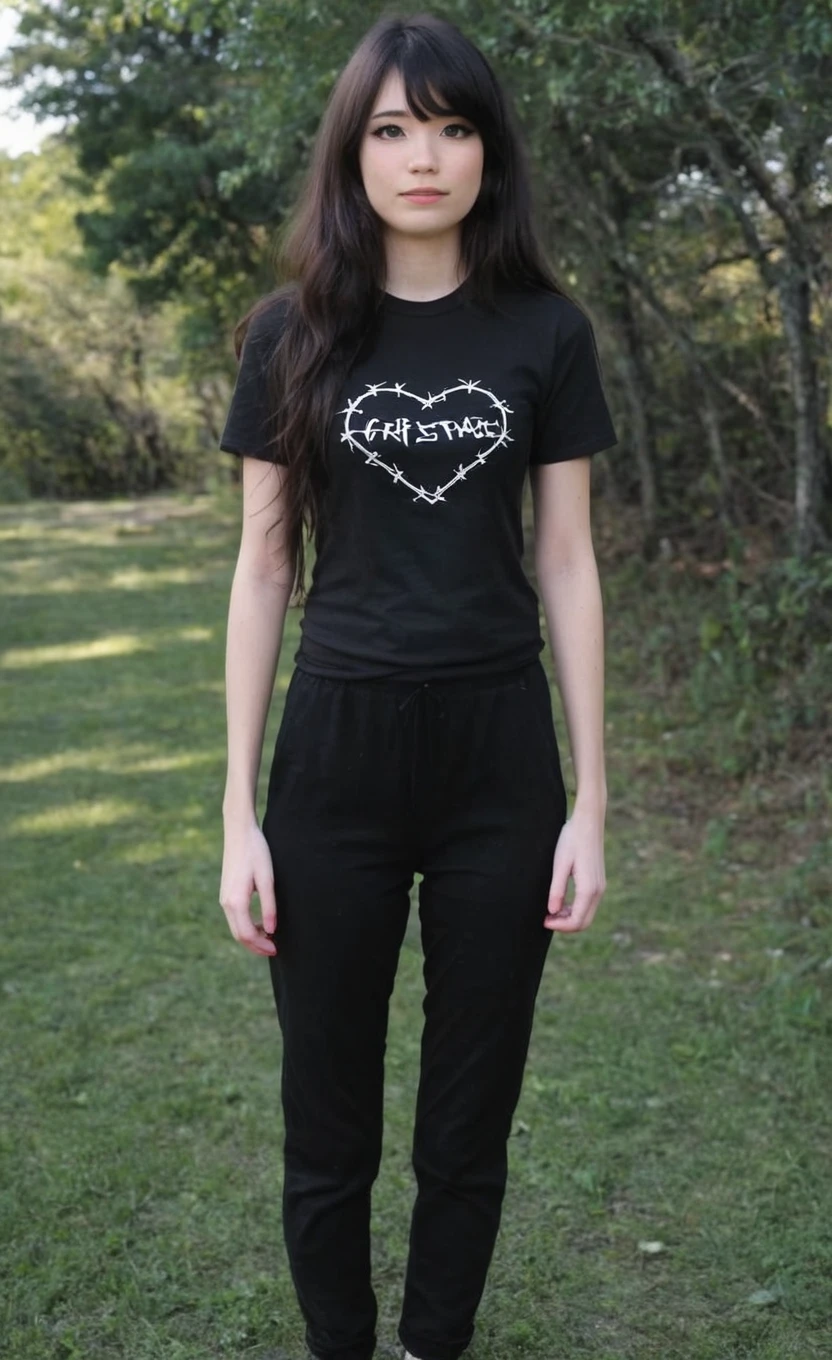 1girl, emirulol, tshirt, simple black pants, (outdoors,:1.2) <lora:emiruxl:0.8> emirulolxl