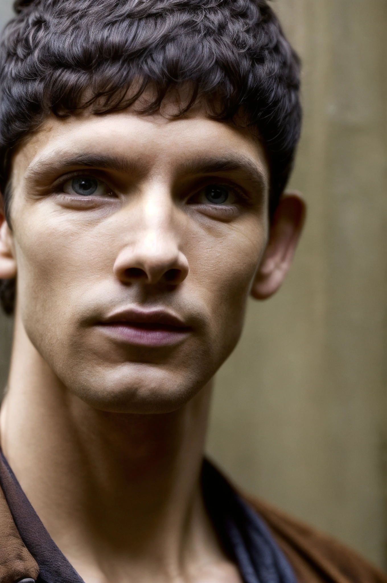 solo, highest resolution highly detailed photograph. face shot, portrait, looking at viewer, short hair, Merlin