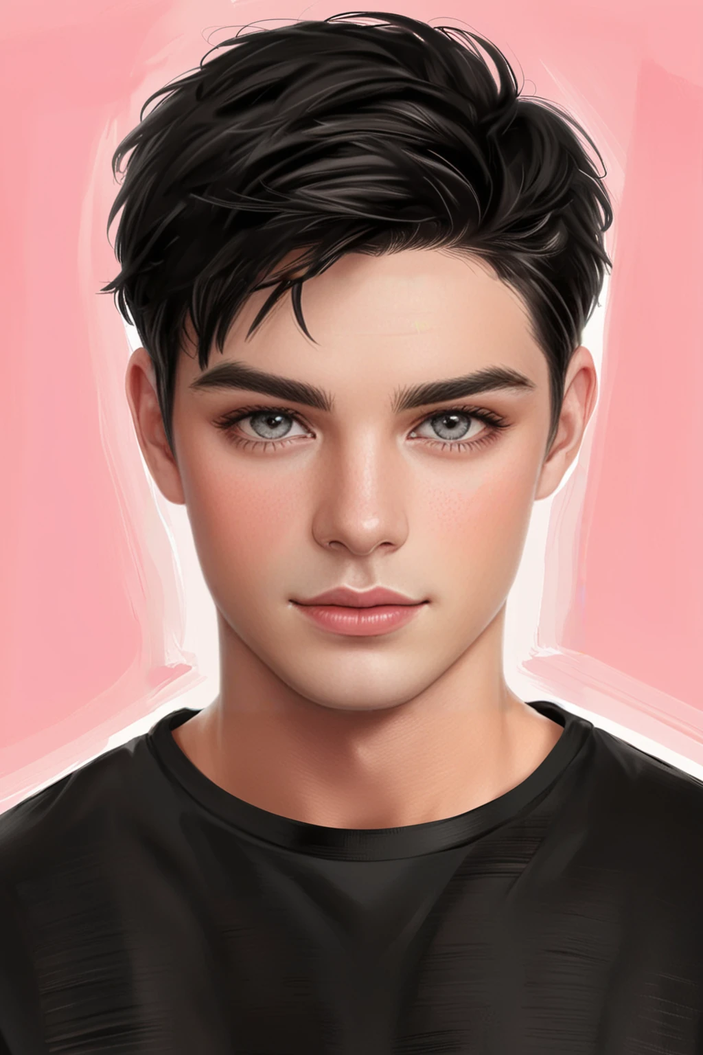1boy, black short hair, grey eyes, blush face, blurred background <lora:Sam XL:0.9> sam <lora:envyStarlightComics_v10:0.8>