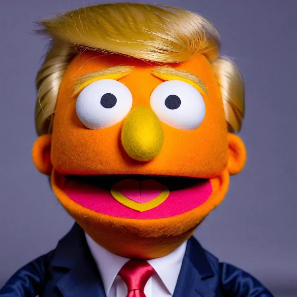 Donald Trump mppt puppet, felt,
(mppt:1.2) , Bored facial expression , candid pose,
HD, 8k, highly detailed, perfect composition, depth of field,
<lora:MPPT_XL_LyCoris_v1.5.2-000007:1.0>