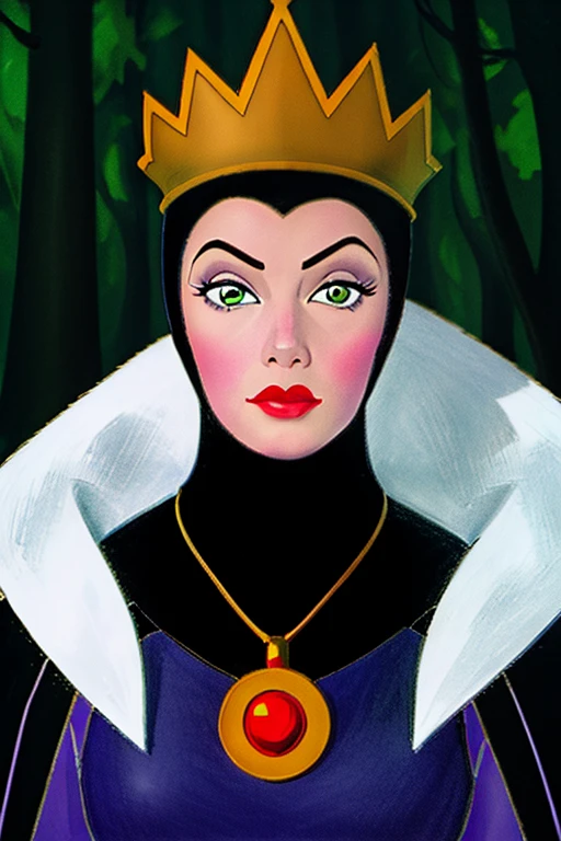 <lora:Queen-V2_HH:0.9> qu33n_gr1mh,(disney style drawing),1girl, woman,face, close-up, looking at viewer, dark forest, <lora:DisneyRenV2:-0.00>