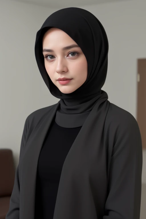 1girl at the living room, indoor, looking at viewer, (lonely facial expression:1.35), hourglass body, (wearing a turtleneck t-shirt with a blazer, long sleeves:1.5), wearing (Black:1.8) <lora:h_pashmina_V2:0.75> (pashmina hijab:1.5). (upper body:1.3), depth of field,
RAW, masterpiece, RAW candid cinema, 4k, 8k, 8K UHD, remarkable color, cinematic shot, film grain, realistic, ultra realistic, best quality, high resolution, high detail, ultra detail, hyper detailed, intricate detail, cold temperature