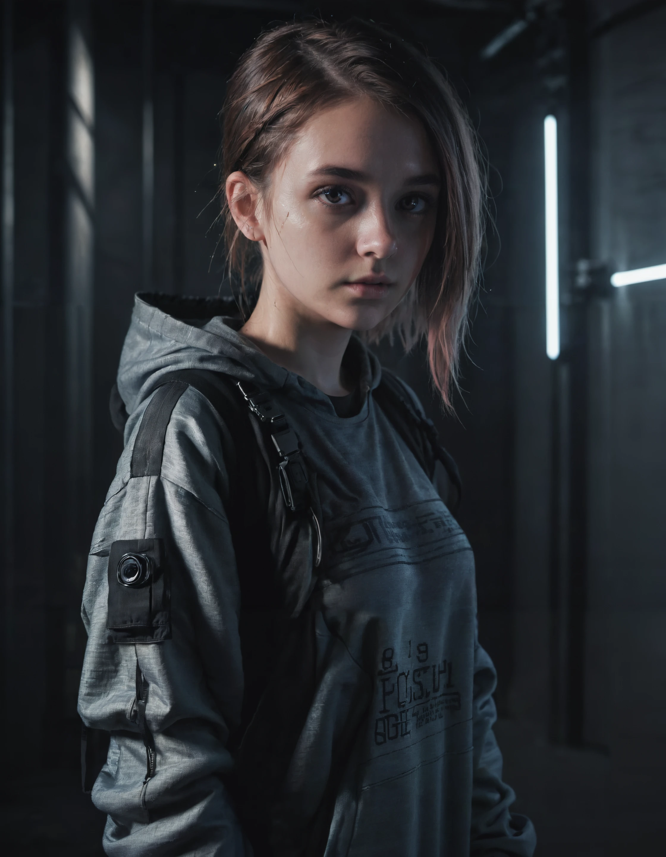 girl, alternative, cinematic, techwear, intricate lighting