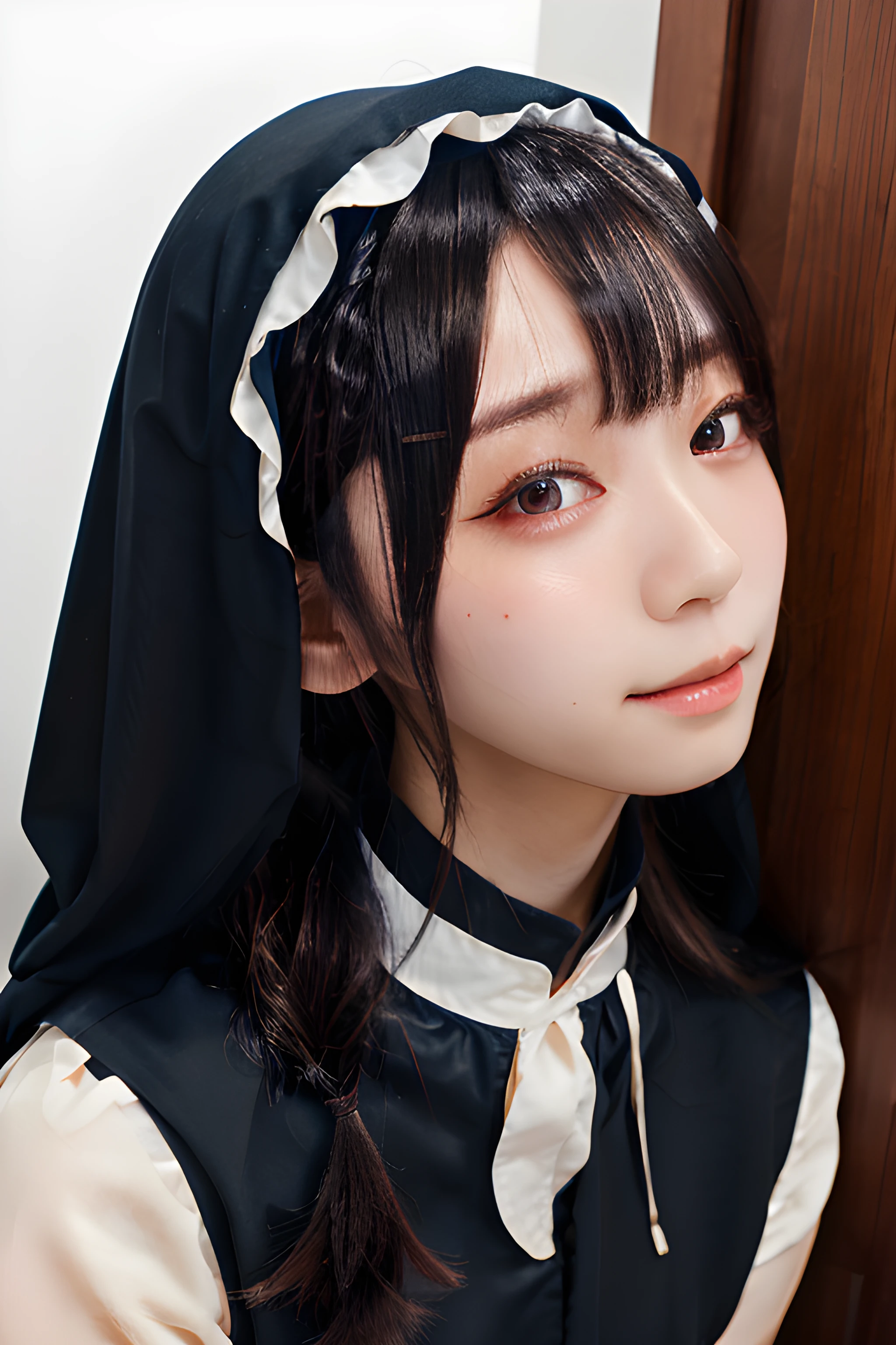 iorm, masterpiece, best quality, 1girl, portrait, closeup, (fully clothes), {royal armor|kimono|formal dress|nun costume|school uniform|maid uniform|office lady}, {cosplay|cat ears|tongue out|smile|twintails|maid headband|flower}