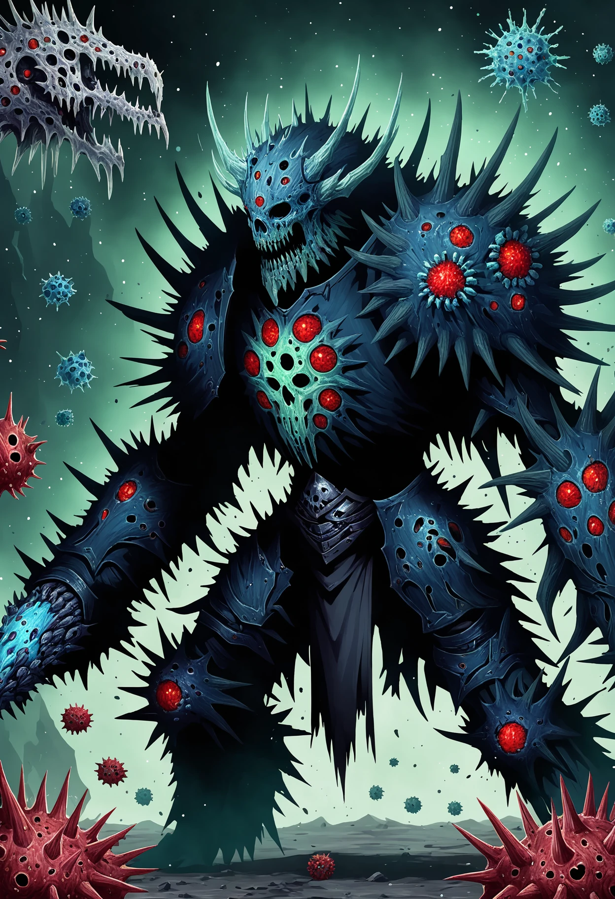 DonMV1r4lXL viral, pathogenous, male thoros-beta, space battle tactician,death knight, circlet <lora:DonMV1r4lXL-000006:1>