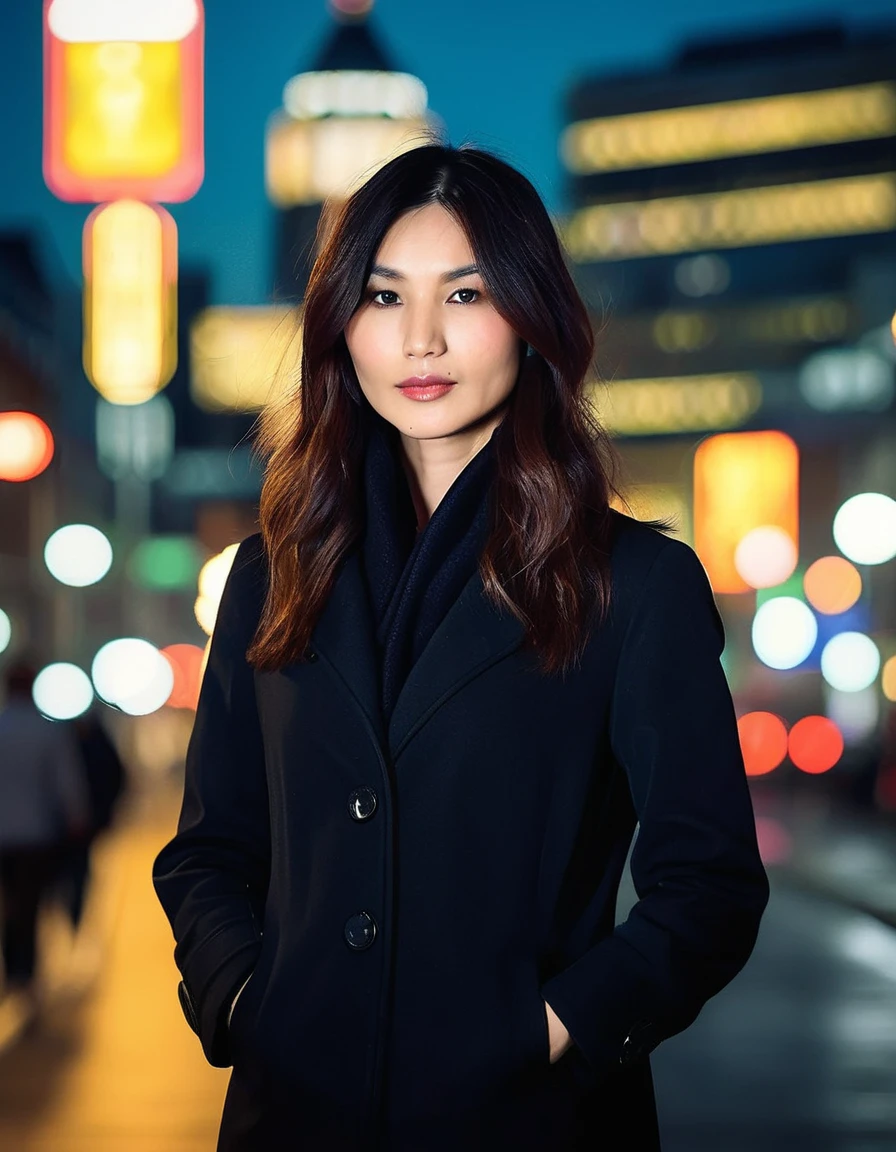 <lora:Gemma Chan v3:1.0> , Professional portrait photo of ((gmmchnsrsi woman)), wearing a black shawl, looking at the camera, natural light,  at night, by moonlightdigital camera, bokeh, london in the background