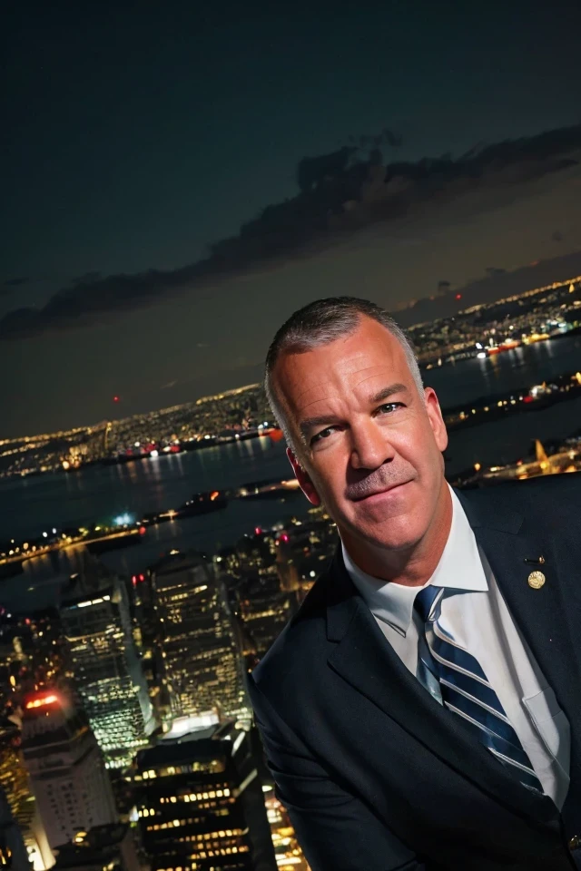 dan sullivan <lora:politician_004_dan_sullivan:0.65> face closeup, face focus, shirt, formal, suit, collared shirt, white shirt, jacket,
Wearing a superhero costume with a giant "S" on the chest, flying above a city skyline with a cape flowing behind them,
best quality, masterpiece, HDR, professional, studio quality, highres,