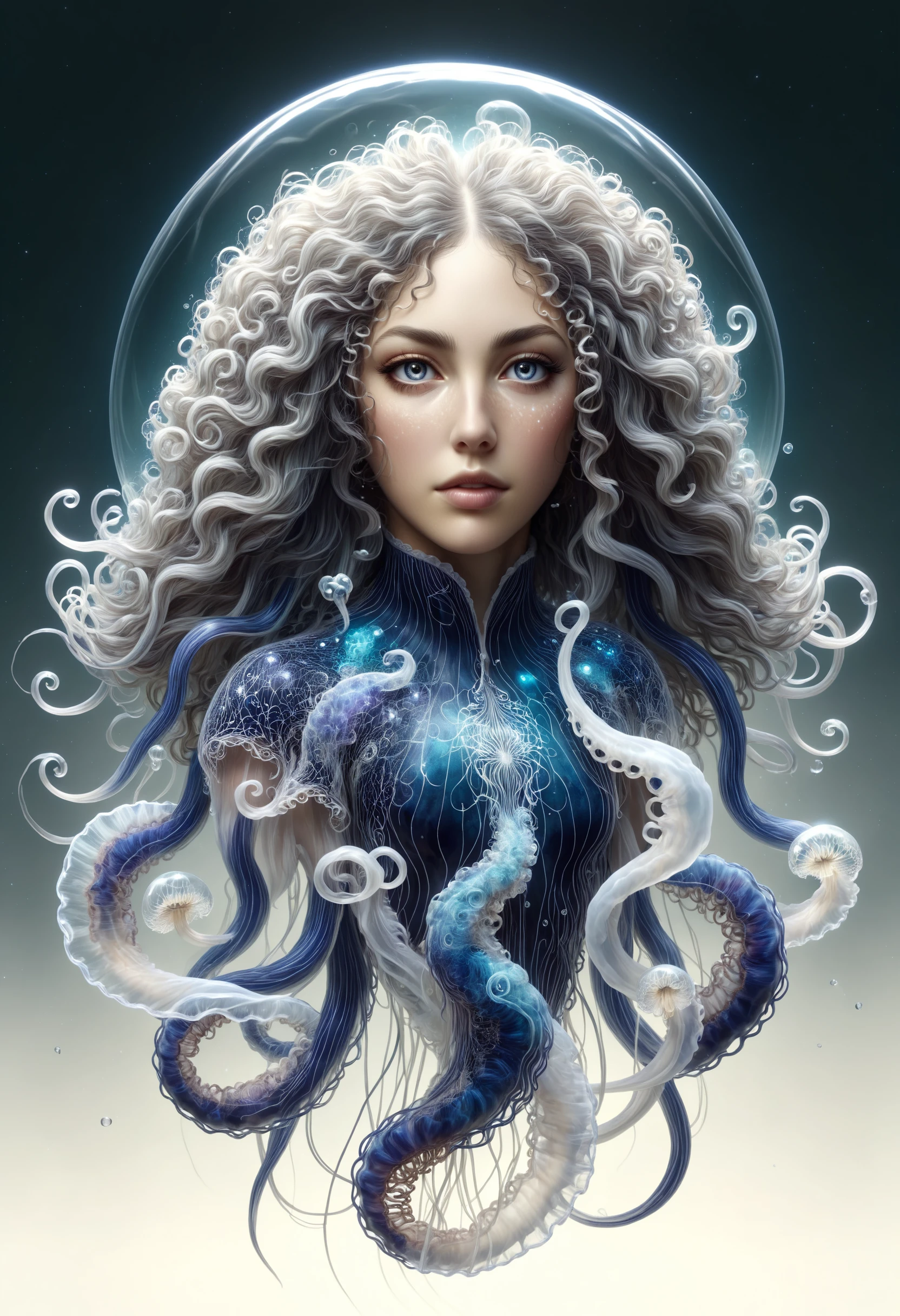 black and white jellyfish with (curly hair:1.2), trending on artstation, intricate artwork by Dan Hillier and Greg Rutkowski, octane render, hyperrealism, professionally color graded
<lora:dvr-hgh-fnt:0.8> dvr-hgh-fnt