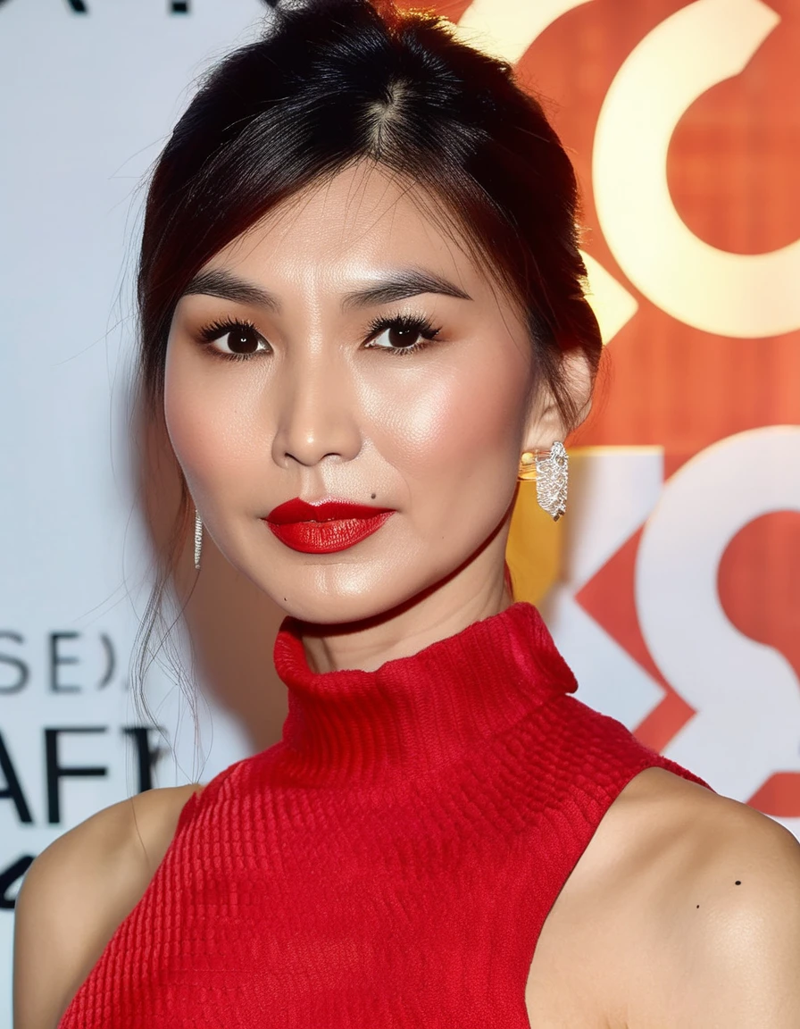 a photo of ((gmmchnsrsi woman)), a woman (wearing a turtleneck jumper), on a premiere movie event, standing on the red carpet, (focus on face:1.2), (masterpiece:1.2), (photorealistic:1.2), (bokeh), (best quality), (detailed skin:1.2), (intricate details), (8k), (HDR), (cinematic lighting), (sharp focus), (close-up:1.2) <lora:Gemma Chan v3:1.0>