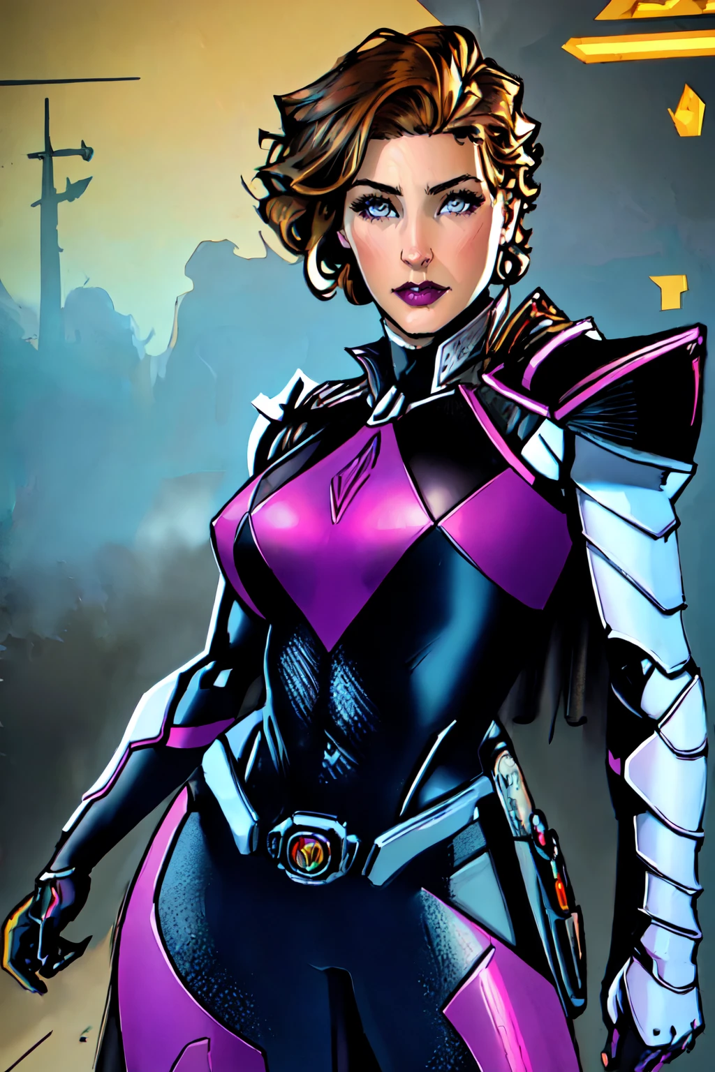 beautiful eyes, beautiful girl, high detail skin, high detail eyes, high detail hair, highres, ultra detailed, sharpen picture, Highly detailed, masterpiece, best quality, photorealistic,
<lora:Ranger SlayerLoRA:1> 1girl, short hair, earrings, bodysuit, armor, cape, gloves, belt buckle, holster, standing in front of a gigantic robot