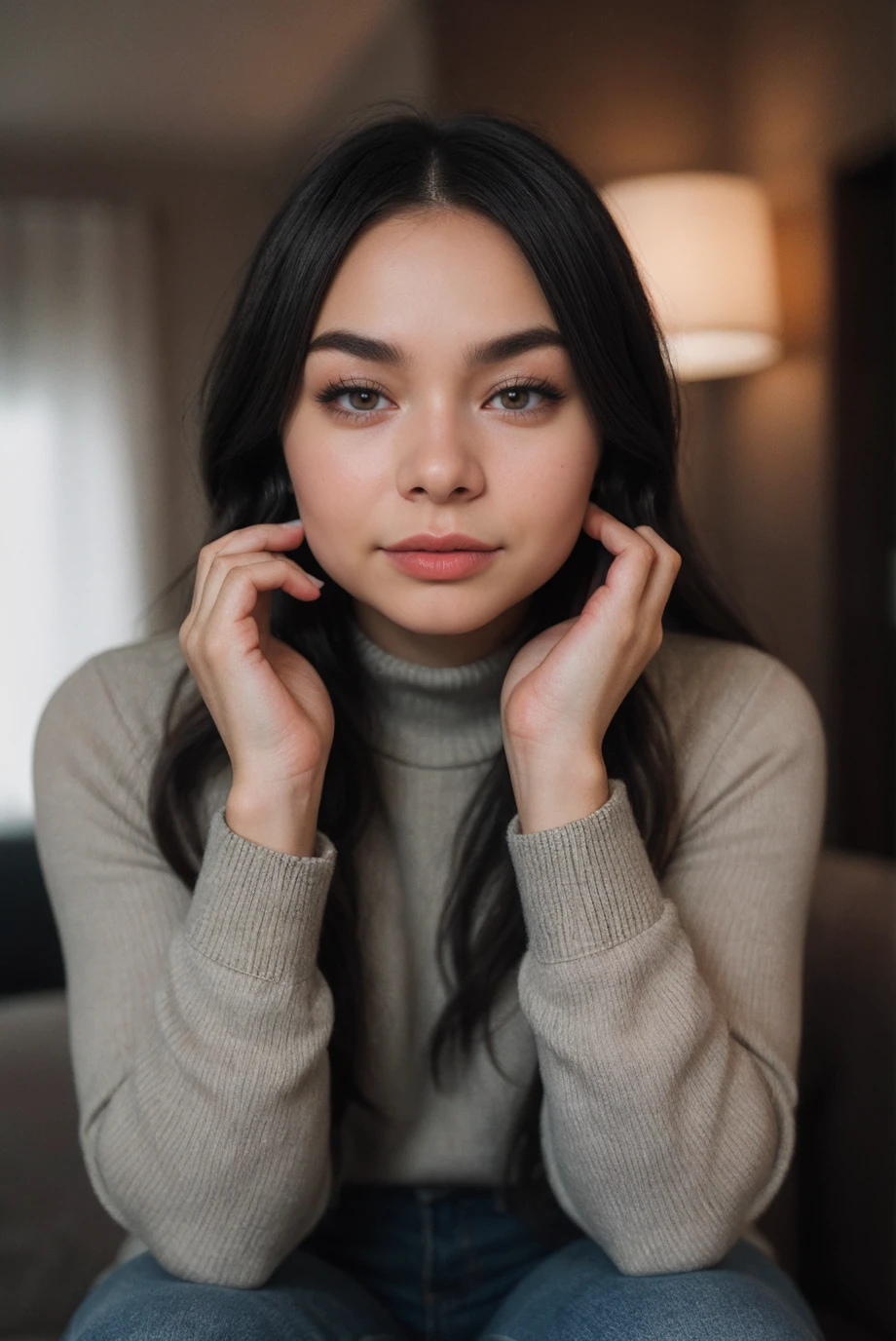 full body shot of 0ER0_Lara_Fraser, wearing a sweater and capris, RAW photo, 8k UHD, DSLR, soft lighting, high quality, film grain, Fujifilm XT3, RAW candid cinema, 16mm, color graded portra 400 film, remarkable color, ultra realistic, textured skin, remarkable detailed pupils, realistic dull skin noise, visible skin detail, skin fuzz, dry skin, shot with cinematic camera