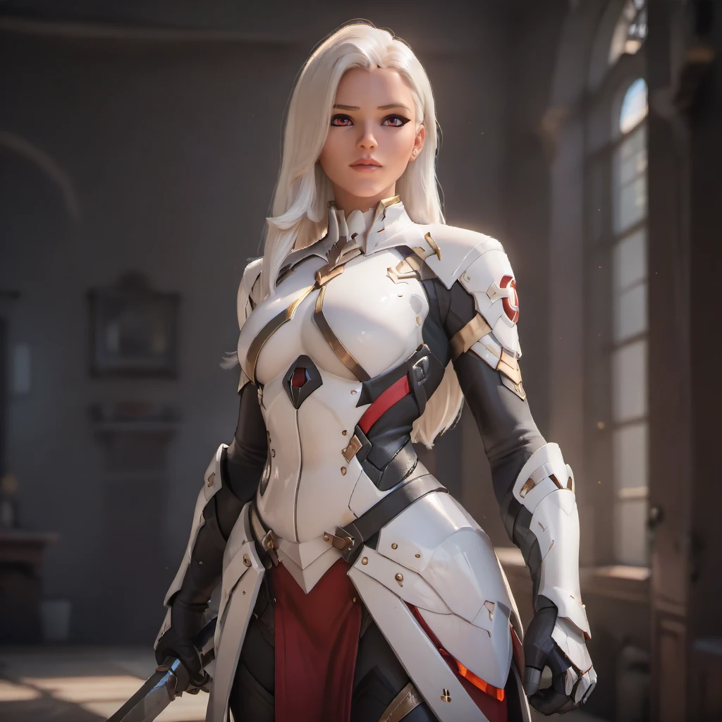 score_9, score_8_up, score_7_up,score_6_up, score_5_up, highly detailed, lighting and shadowing, light and shadow, high res,1girl, white long hair, red eyes,white armor, dark room with sunlight coming through the window,
<lora:owstylexlv2:1>