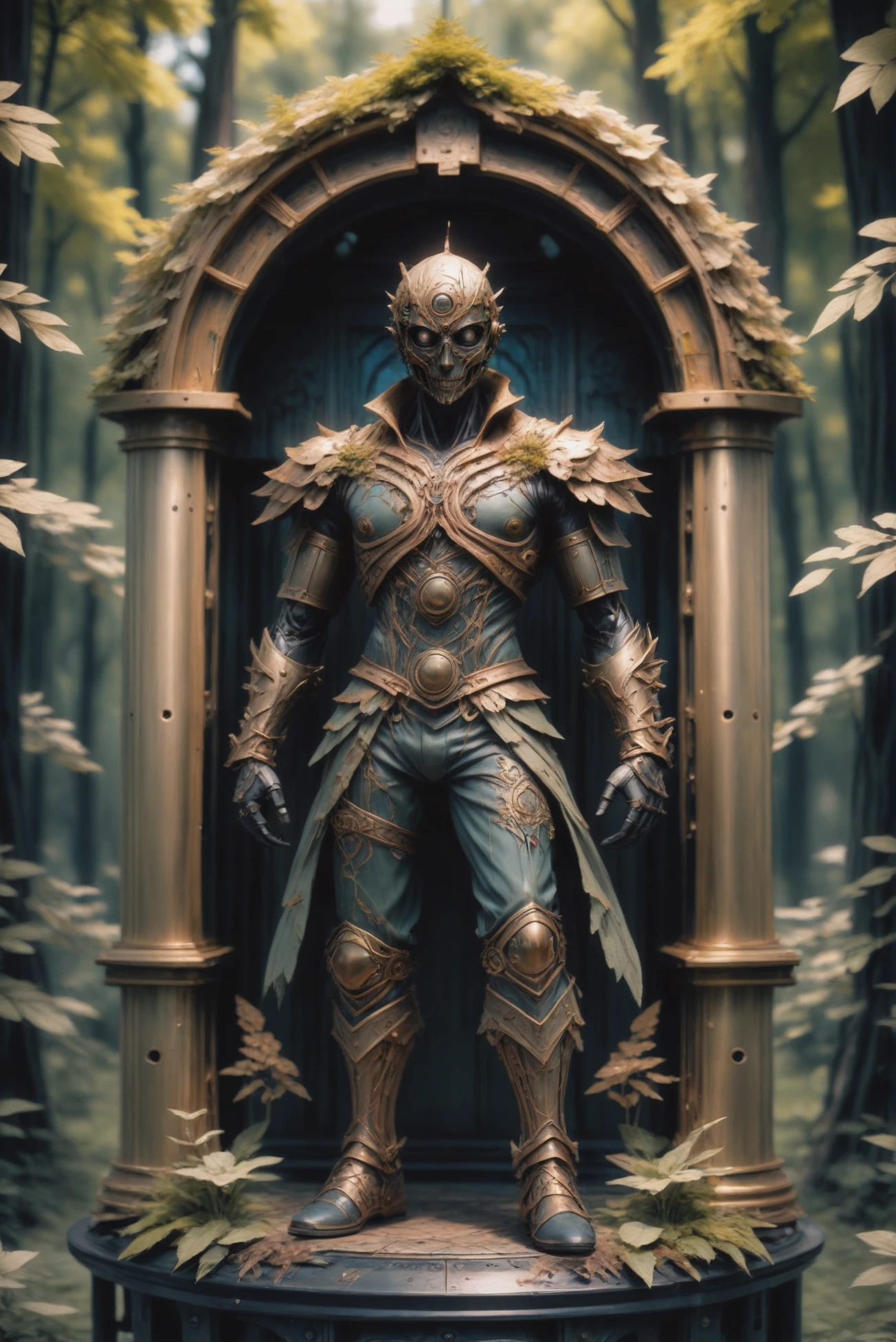 anime style, bronze forest automaton, Bone Garden \(room\) <lora:EnvyStarlightBronzeOrder01:1>