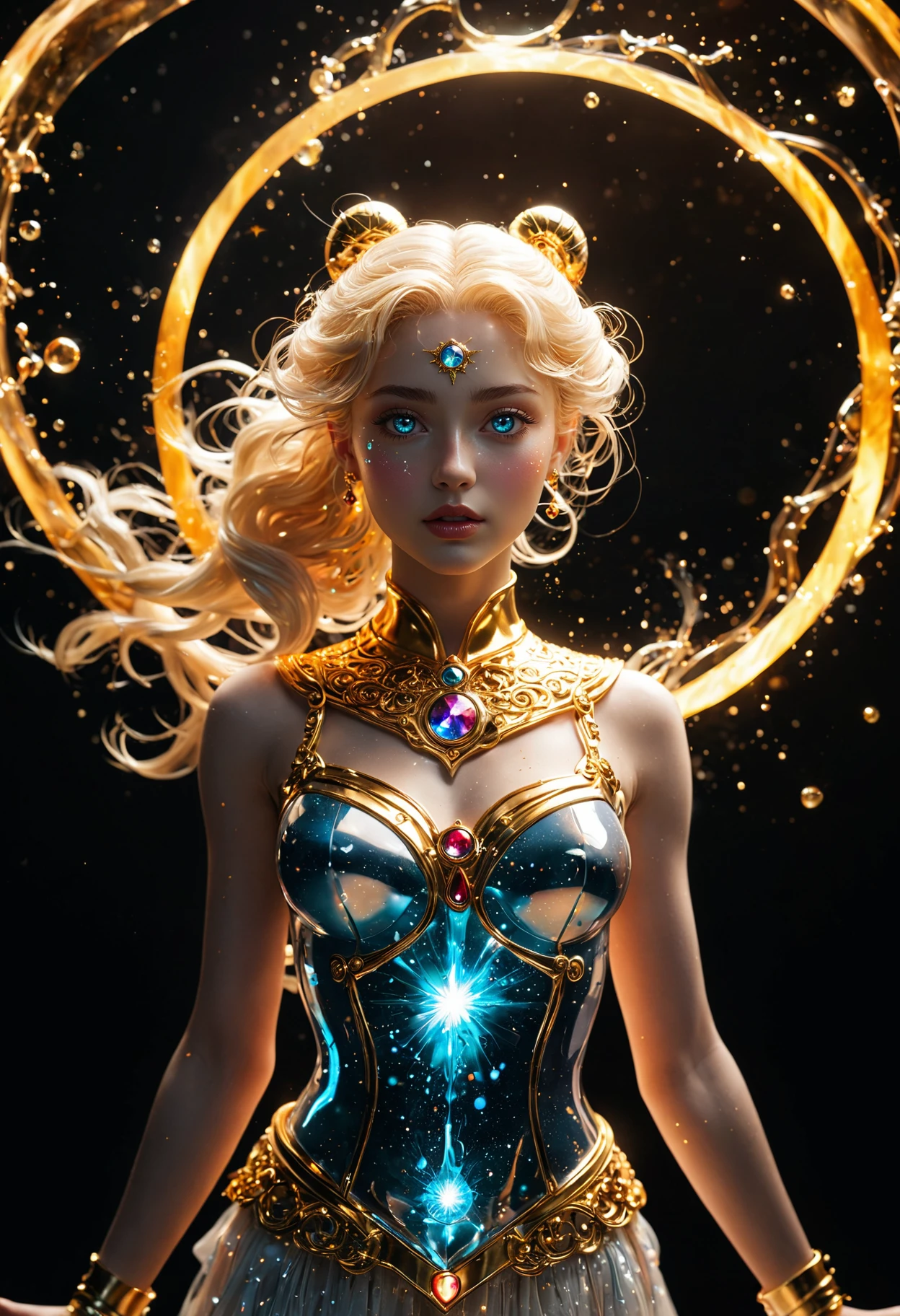 Masterpiece, splash, sailor moon, full portrait, starlight gas atmosphere background, ethereal, luminous, filigree, liquid fire, translucency aura, slight glow, ultra details. Alberto Seveso, Broken Glass effect, no background, stunning, something that even doesn't exist, mythical being, energy, molecular, textures, iridescent and luminescent scales, breathtaking beauty, pure perfection, divine presence, unforgettable, impressive, breathtaking beauty, Volumetric light, auras, rays, vivid colors reflects, cinematic shot, crispy clear, sharp focus