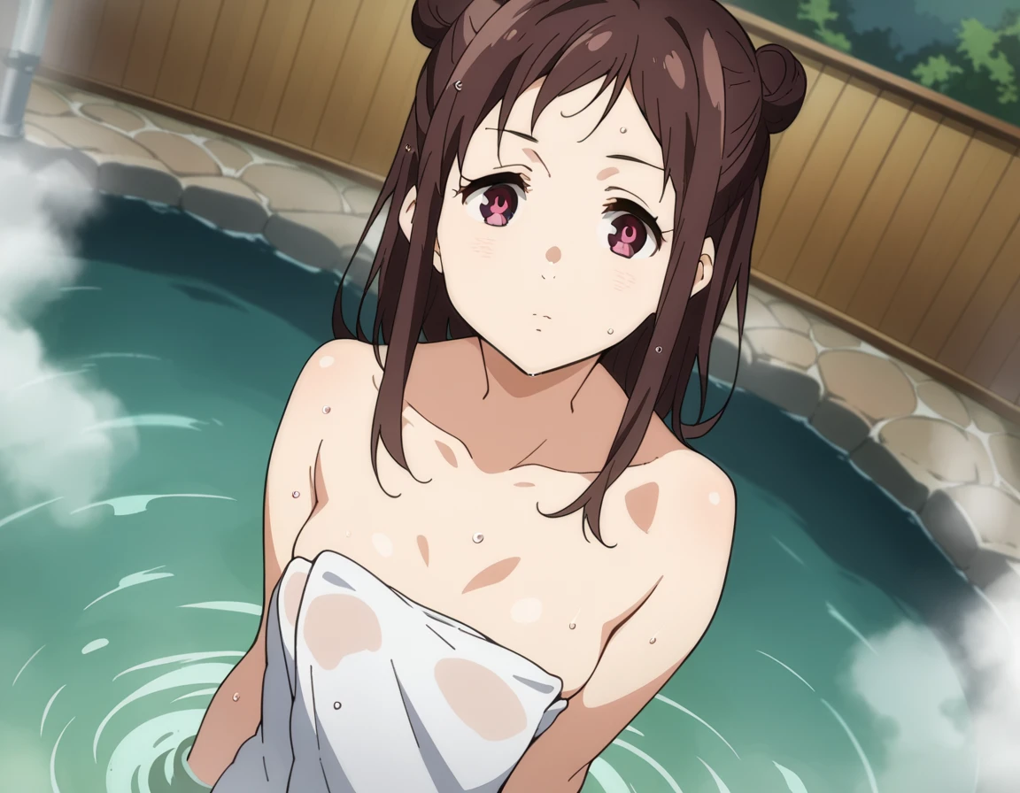 score_9, score_8_up, score_7_up, source_anime,
sakurainami, <lora:sakura-inami-s1-ponyxl-lora-nochekaiser:1>,
sakura inami, long hair, brown hair, brown eyes, hair bun, double bun,
nude, naked, 
outdoors, onsen, towel, naked towel, steam, bathing, nude cover, partially submerged, water, bath, steam censor, wet towel,
looking at viewer, cowboy shot, dutch angle, solo,