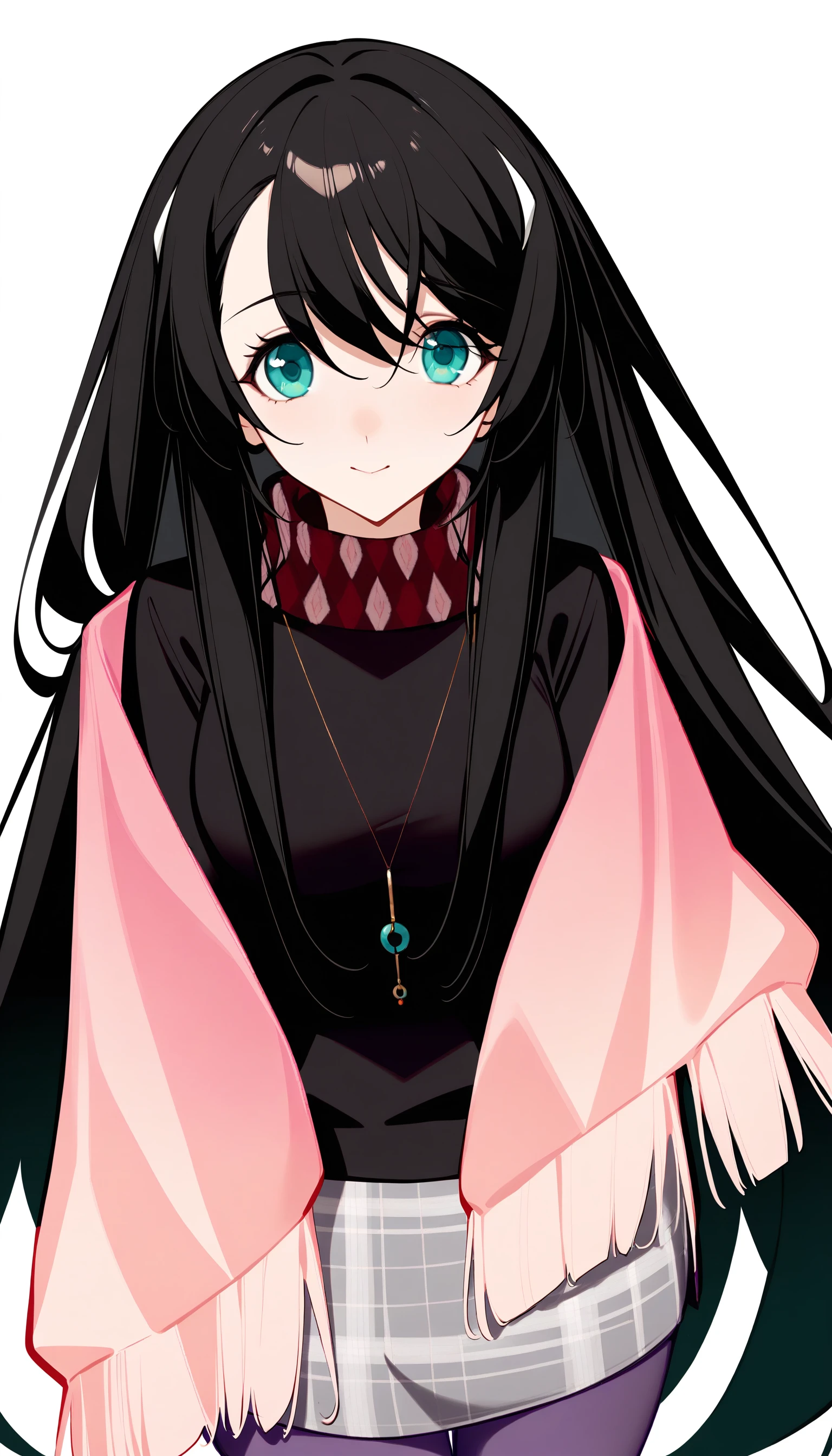 1girl,
inori,mo8,ask \(askzy\),
hairclip,black sweater,necklace,pink shawl,white background,simple background,upper body,solo,very long black hair,purple pantyhose,
masterpiece,best quality,newest,absurdres,safe,<lora:Fixhands_anime_bdsqlsz_V1:1>,<lora:inori8:1>,