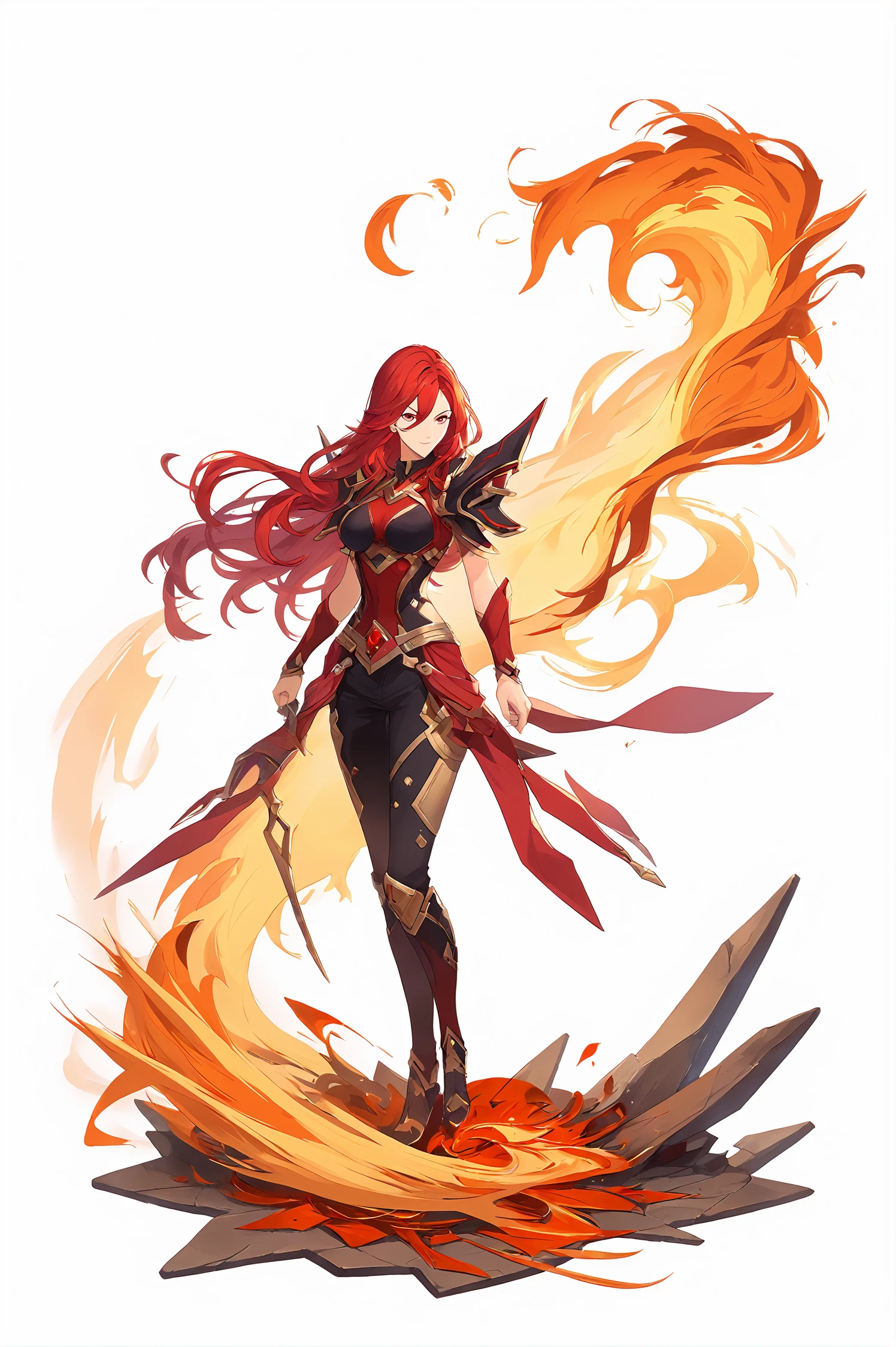 score_9,
<lora:gachasplash_v1_pruned:1>, white background, full body, 
1girl, solo, 
long hair, red eyes, red hair, long hair, 
fire, 
standing,
high resolution, Masterpiece