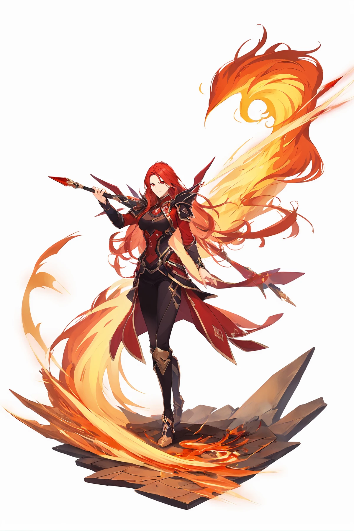 score_9, 
<lora:gachasplash_v1_unpruned:1>, white background, full body, 
1girl, solo, 
long hair, red eyes, red hair, long hair, 
fire, 
standing, 
high resolution, Masterpiece