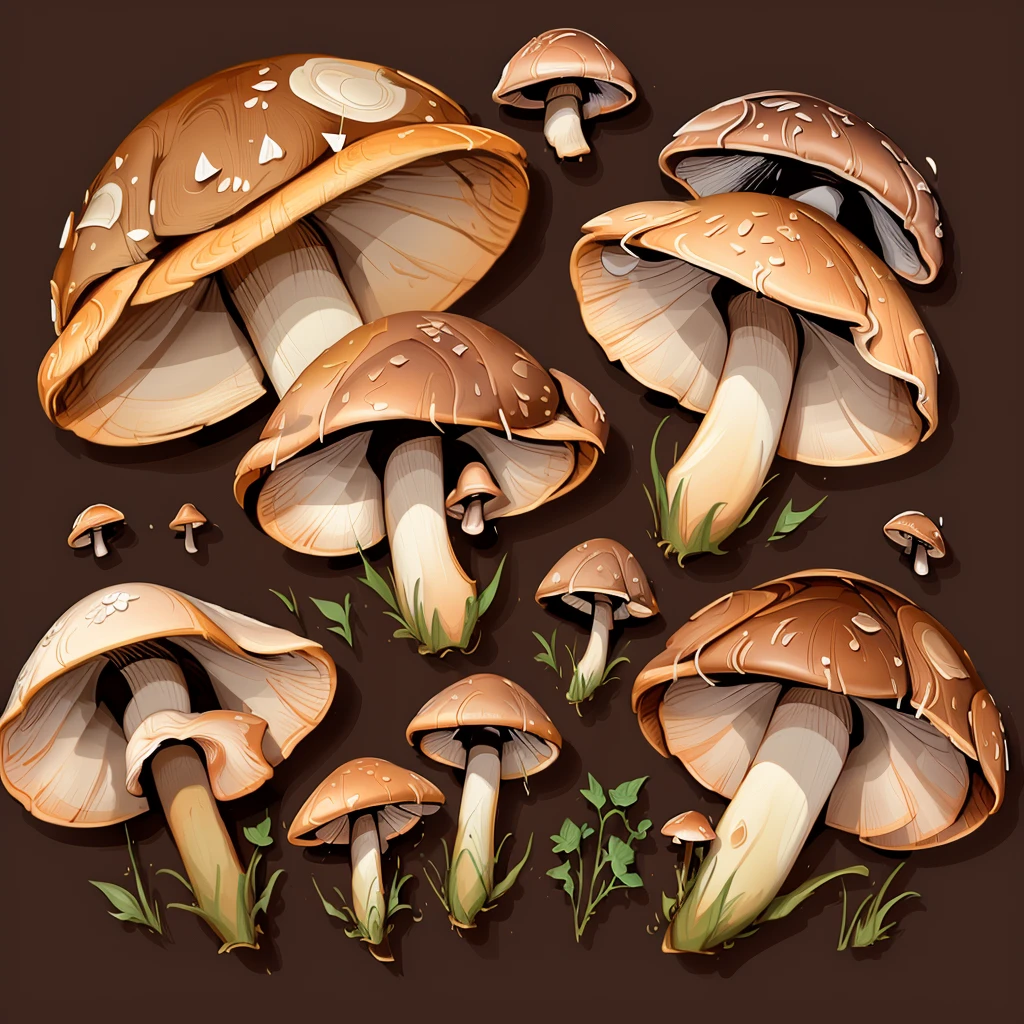 a  bunch of mushrooms<lora:Loish_v1:1> l0ishstl, outlines