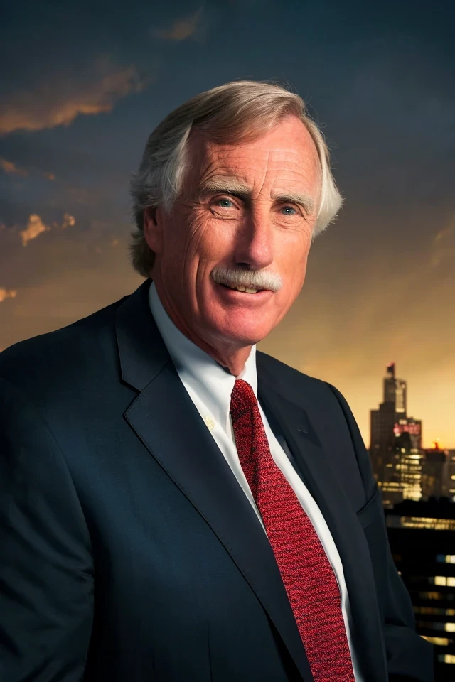 angus king <lora:senate_038_angus_king:0.65> , face closeup, face focus, shirt, formal, suit, collared shirt, white shirt, jacket,
Wearing a superhero costume with a giant "S" on the chest, flying above a city skyline with a cape flowing behind them,
best quality, masterpiece, HDR, professional, studio quality, highres,