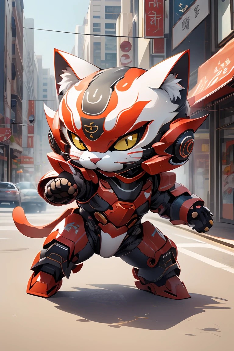 yxmao,cat,full body, dynamic action pose, animal focus, looking at viewer, clothed animal, city background, solo, no humans, ,tech armor,chibi,mecha, xcobject,, <lora:ç»å¨ç«å½©é£ç©åxcobject_v1.1:0.65>,<lora:ç»å¨ææç«yxmao_v1.0:0.8>