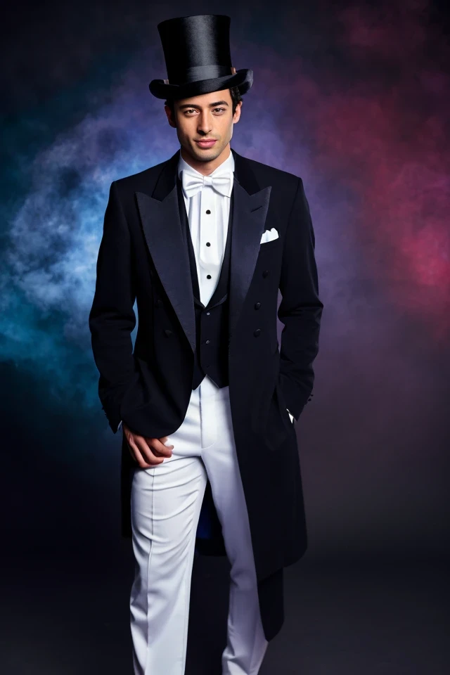 jon ossoff <lora:senate_019_jon_ossoff:0.65> , face closeup, face focus, shirt, formal, suit, collared shirt, white shirt, jacket,
Dressed in a magician's outfit with a top hat, standing in front of a stage, rabbit out of a hat,
best quality, masterpiece, HDR, professional, studio quality, highres,