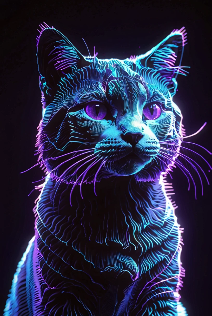 Digital Cat, aqua wireframe of Furry Cat, vhs grain, navy lighting, purple reflections, CRT grain, white noise glitch, lineart
[reflections, vibrant lighting, realistic, high quality photo, 4k, hd,  7-RetroDigital, ]
<lora:xl_more_art-full_v1:0.3> <lora:add-detail-xl:0.4>  <lora:Retro Digital v1.0:1>