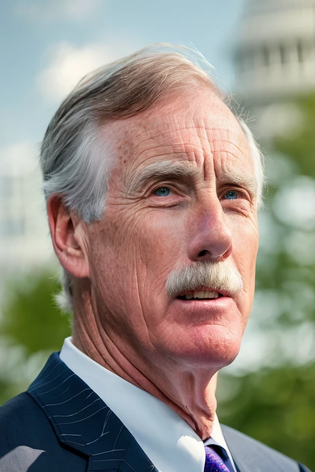 angus king <lora:senate_038_angus_king:0.65> , face closeup, face focus, shirt, formal, suit, collared shirt, white shirt, jacket,
capitol hill at background,
best quality, masterpiece, HDR, professional, studio quality, highres,