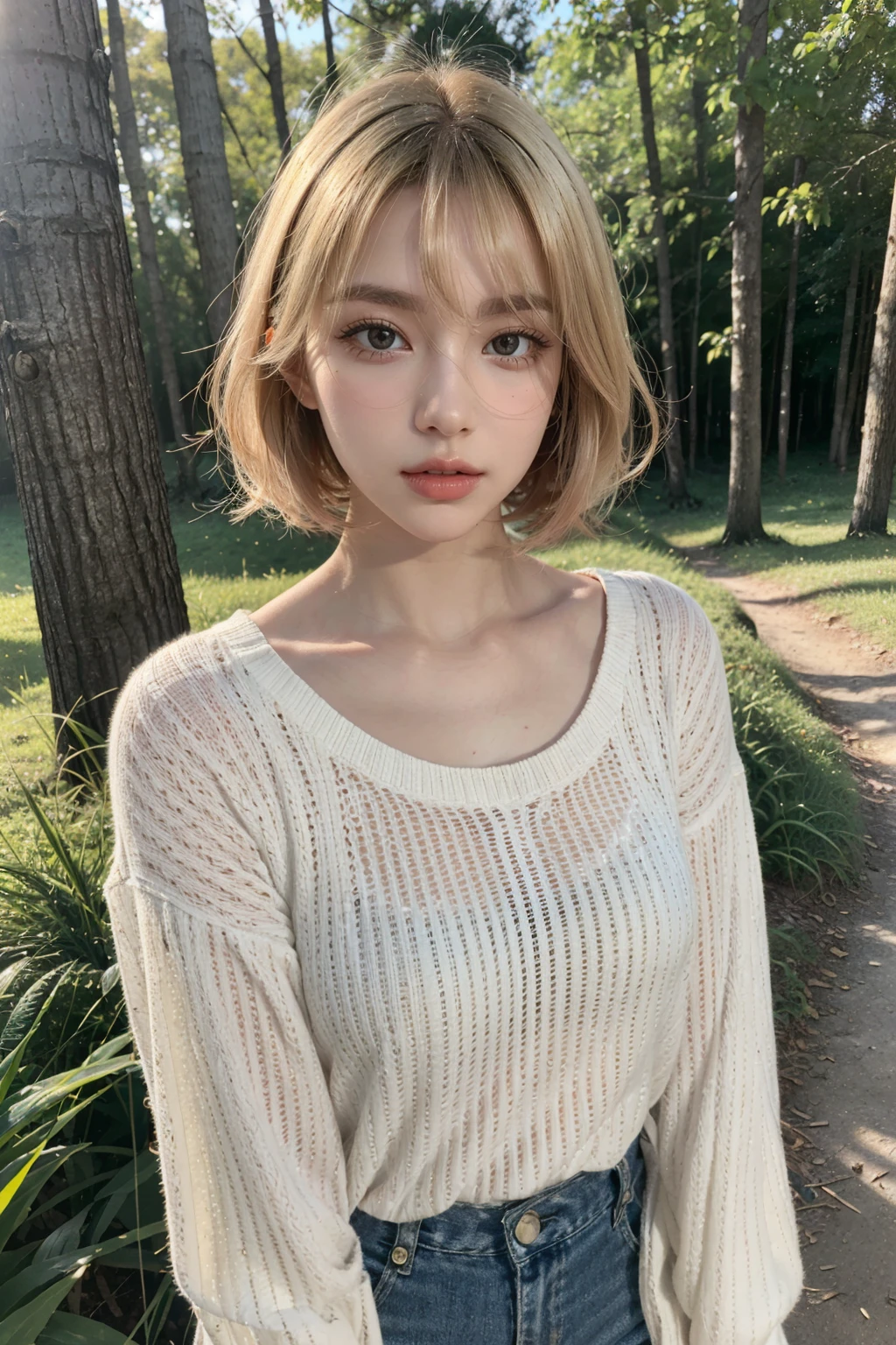 ((RAW photo:1.2)), ((masterpiece:1.2, best quality)), highres, 8k, (realistic, photo-realistic:1.4), naturalness, ultra detailed, physically-based rendering, beauty, detailed beautiful eyes and detailed face, (best shadow), (exquisitely detailed real skin texture, Detailed glossy skin), (normal physical expression, perfect anatomy:1.7), (cinematic lighting), Moist lips,
break
1girl, blonde hair, glasses, looking at viewer, lips, tree, nature, solo, outdoors, fairy, forest, holding, round eyewear, grass, blue eyes, short hair, long sleeves, wings, yellow-framed eyewear, upper body, horse, bangs, thighs,