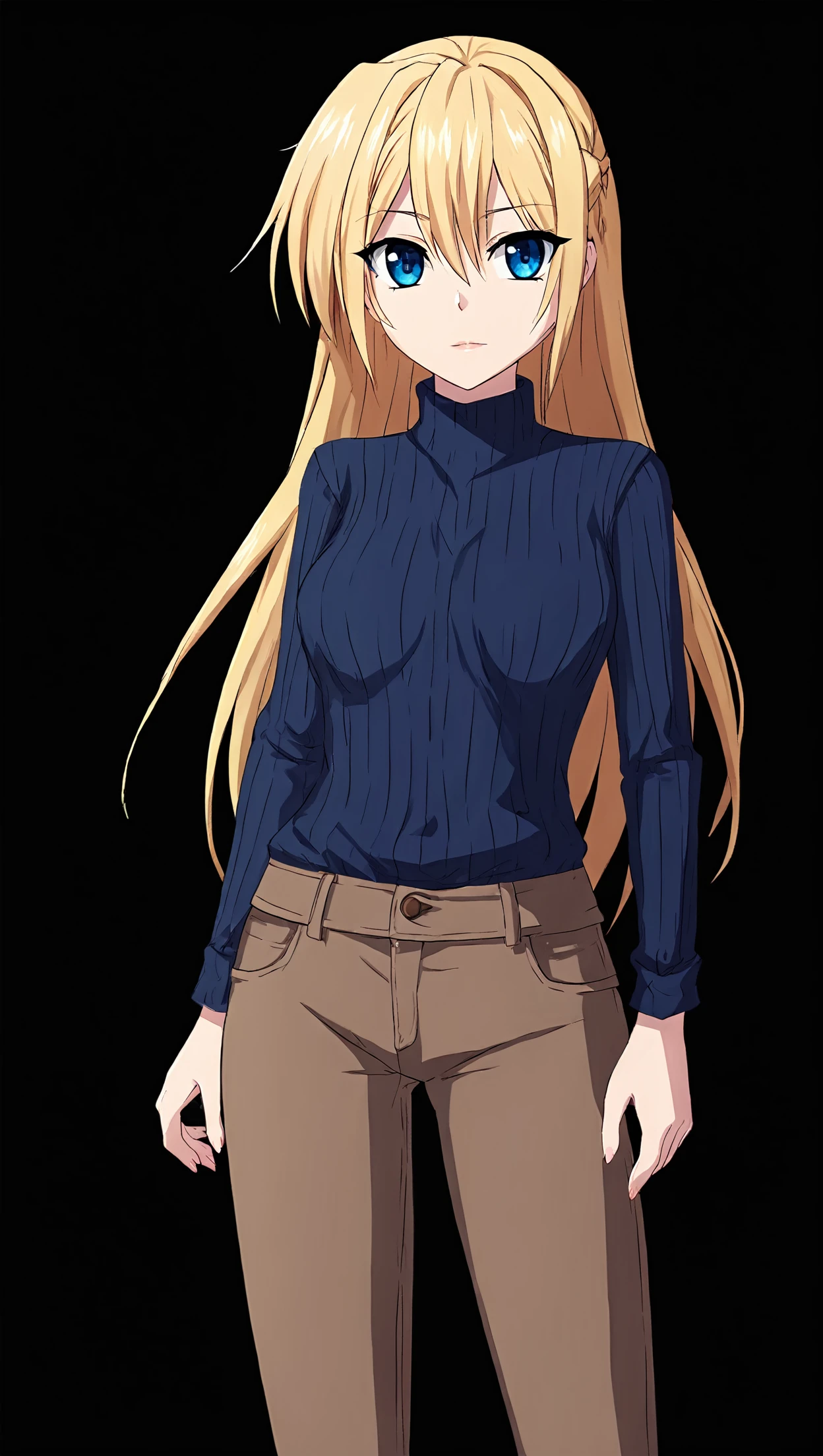 score_9, score_8_up, score_7_up, 
 <lora:heronever_astel.pony.v1-000007:0.7>
astel, 1girl,solo,blond hair, long hair, blue eyes,
pants
standing, facing viewer, looking at viewer, 
simple background, black background,