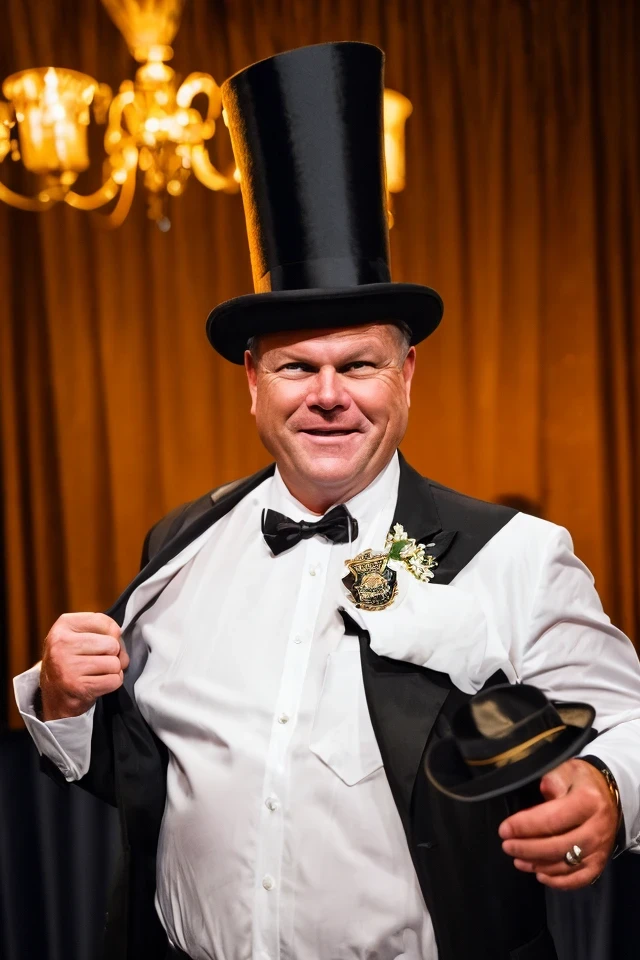 jon tester <lora:senate_051_jon_tester:0.65> , face closeup, face focus, shirt, formal, suit, collared shirt, white shirt, jacket,
Dressed in a magician's outfit with a top hat, standing in front of a stage, rabbit out of a hat,
best quality, masterpiece, HDR, professional, studio quality, highres,