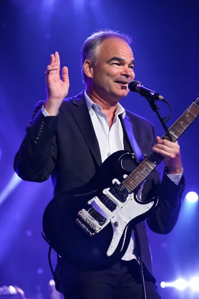 tim kaine <lora:senate_092_tim_kaine:0.65> , face closeup, face focus, shirt, formal, suit, collared shirt, white shirt, jacket,
Senate Rockstar: Dressed in leather pants, a rock band t-shirt, and sunglasses, holding an electric guitar on a stage with flashing lights and a cheering crowd in the background,
best quality, masterpiece, HDR, professional, studio quality, highres,