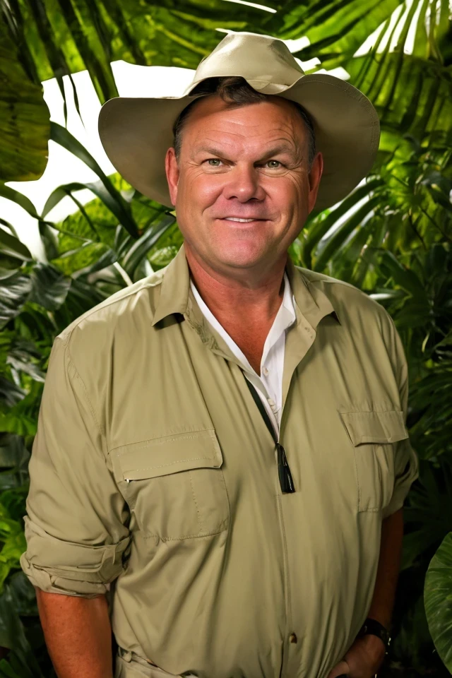 jon tester <lora:senate_051_jon_tester:0.65> , face closeup, face focus, shirt, formal, suit, collared shirt, white shirt, jacket,
Wearing a safari outfit with pith helmet, standing in a jungle setting,
best quality, masterpiece, HDR, professional, studio quality, highres,